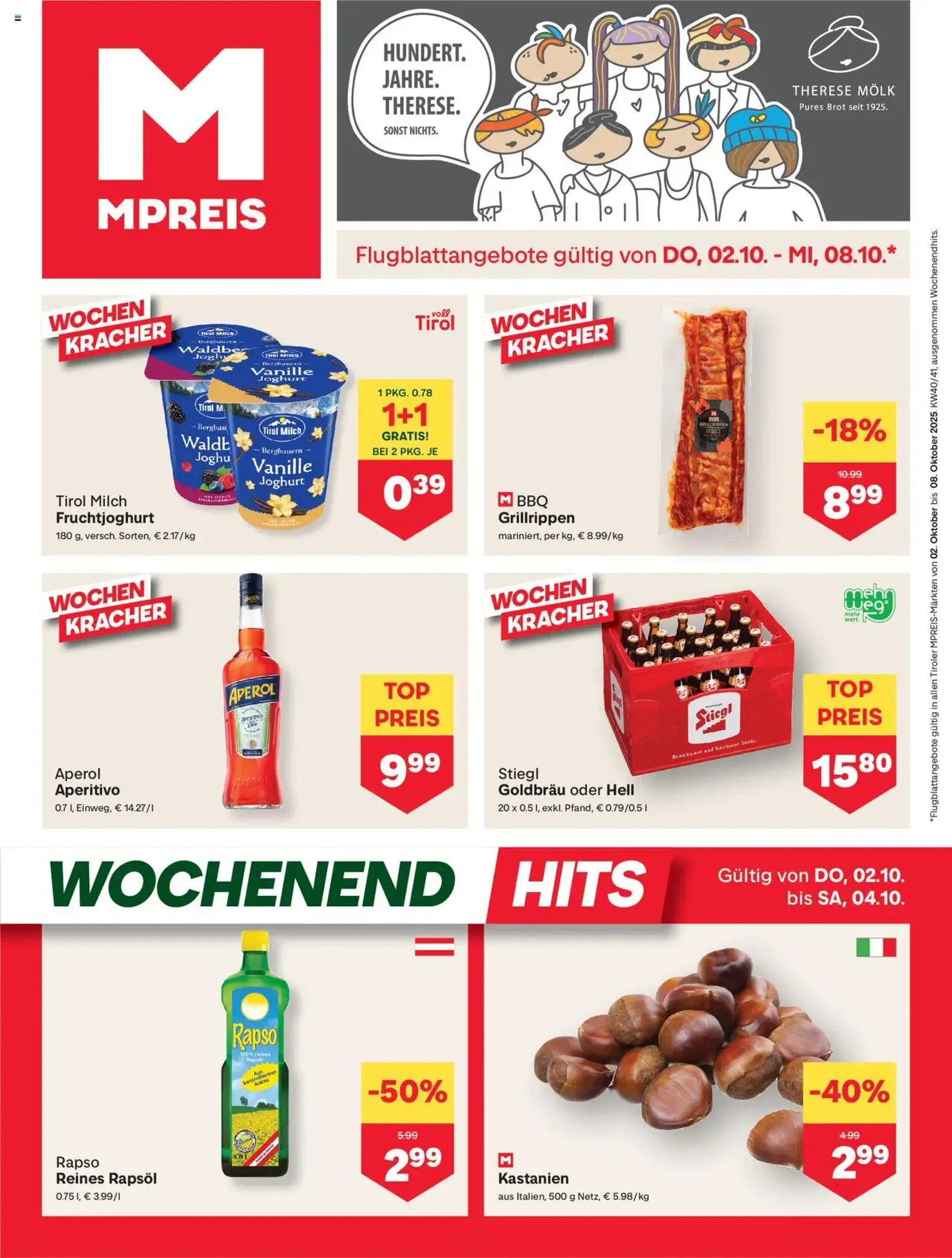 MPREIS Flugblatt - Gültiger Prospekt ab 02.10.2025, Seite 1 von insgesamt 16