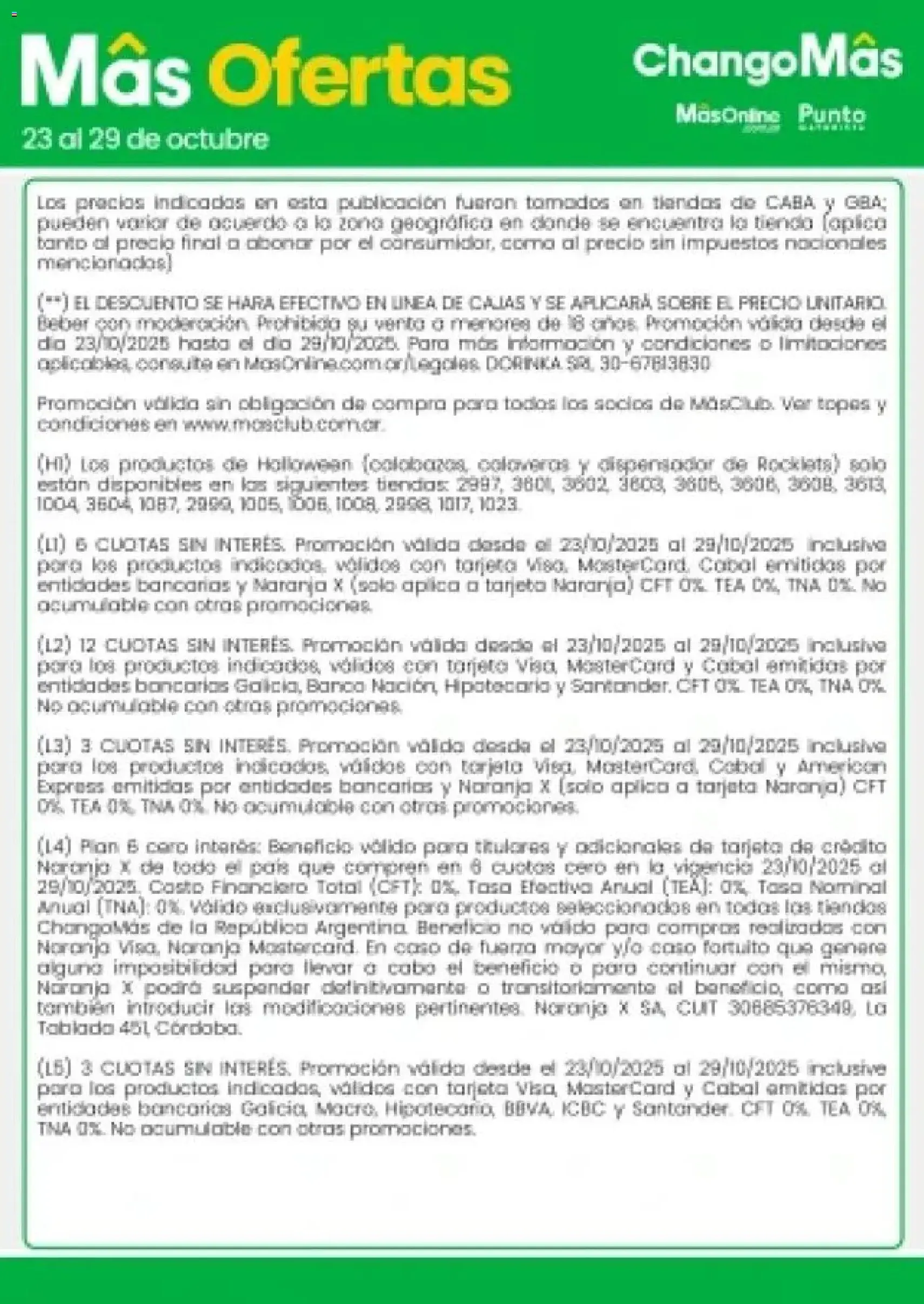 Changomas ofertas - folleto válido desde 23/10/2025 página 13 de 13 Changomas ofertas - folleto válido desde 23/10/2025 página 13 de 13