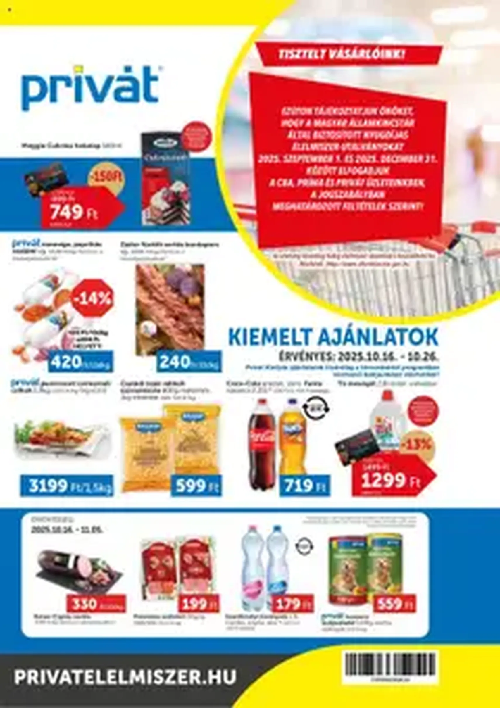 PRIVÁT Akciós újság - 2025.10.16. érvényes szórólap 1 oldal 1 oldalból