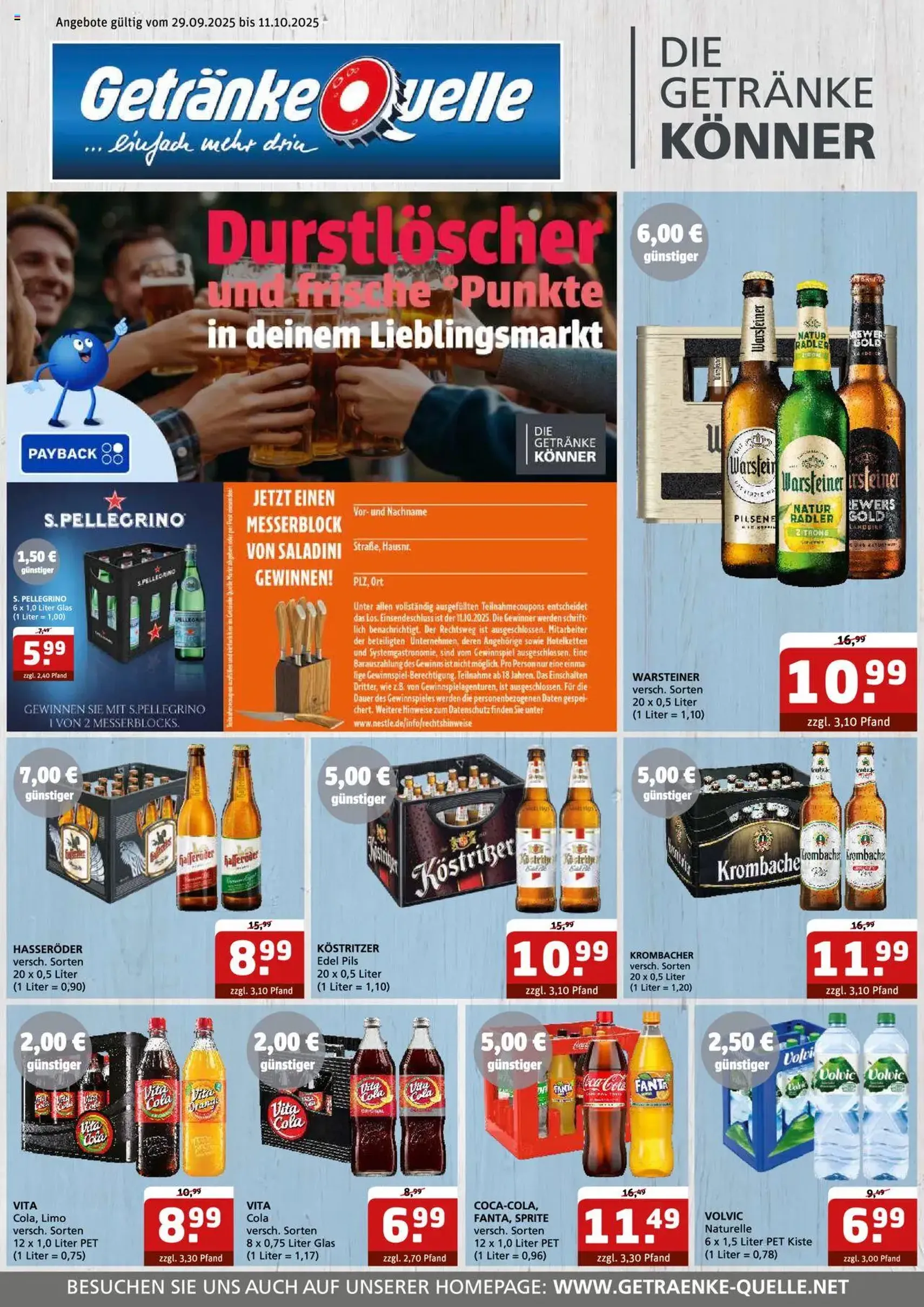 Getränke Quelle Prospekt - Gültiger Prospekt ab 29.09.2025, Seite 1 von insgesamt 6