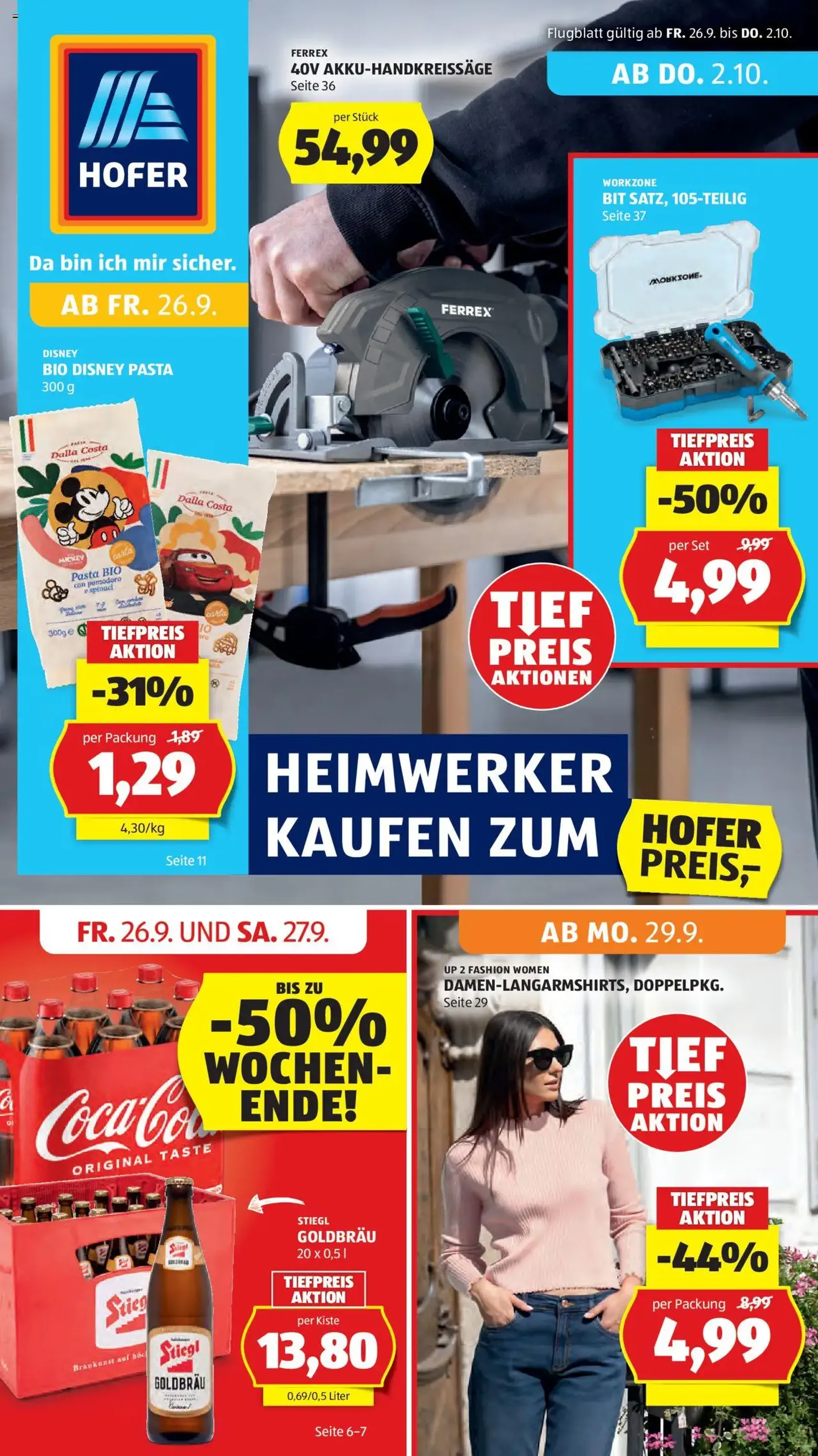 Hofer Flugblatt - Gültiger Prospekt ab 26.09.2025, Seite 1 von insgesamt 50