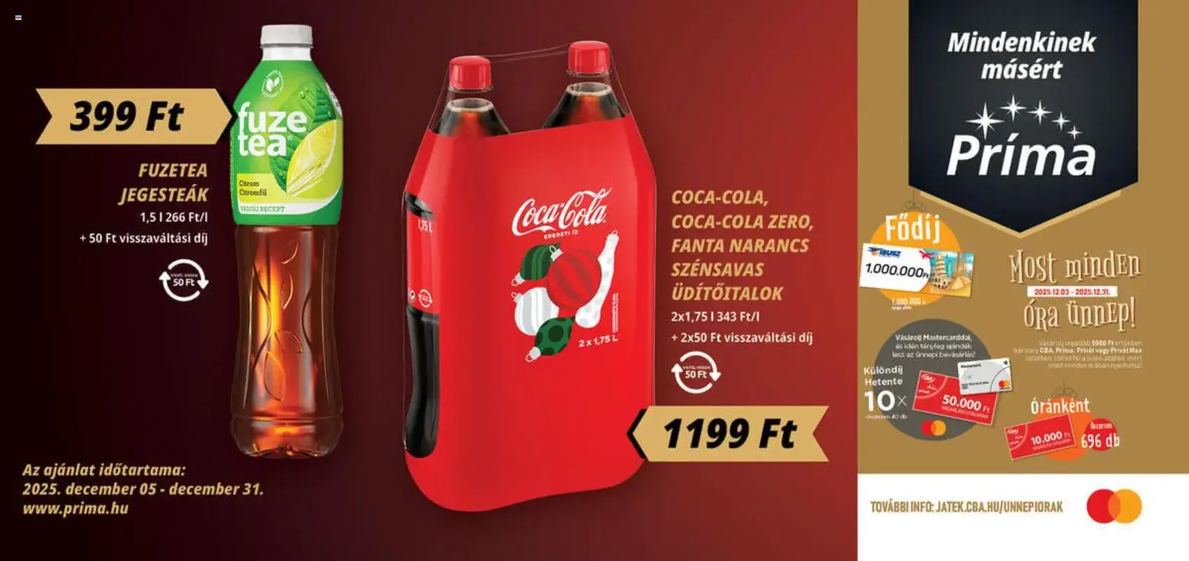 CBA Príma - Óriásplakátok - 2025.12.05. érvényes szórólap 3 oldal 5 oldalból