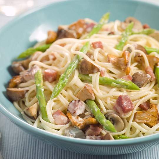 Anteprima ricetta Pasta con crema di asparagi e pancetta