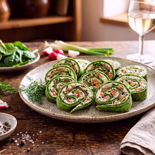 Náhľad receptu Špenátové rolky s údeným lososom a ricottou