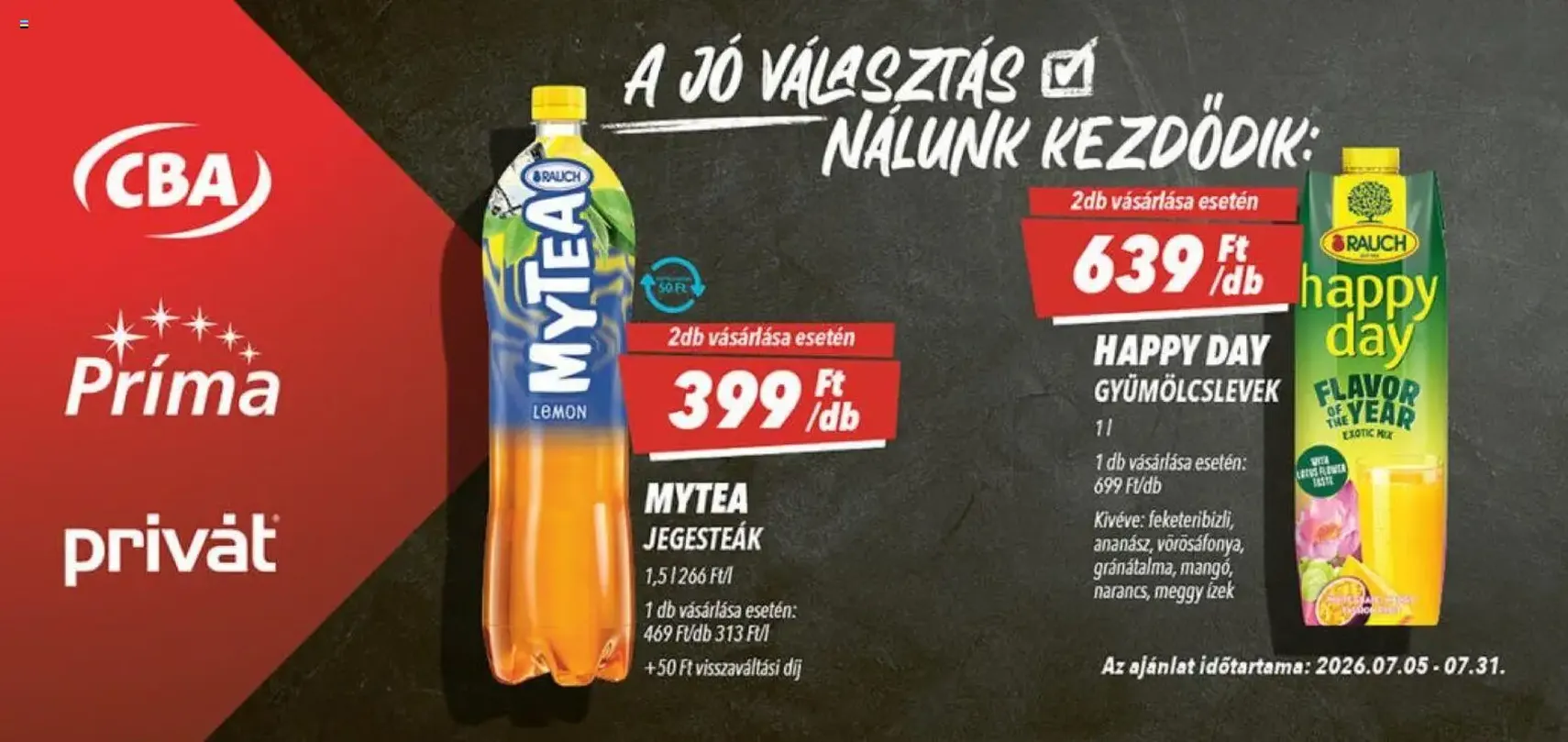 CBA Príma Aktuális óriásplakátok - 2026.07.05. érvényes szórólap 3 oldal 4 oldalból
