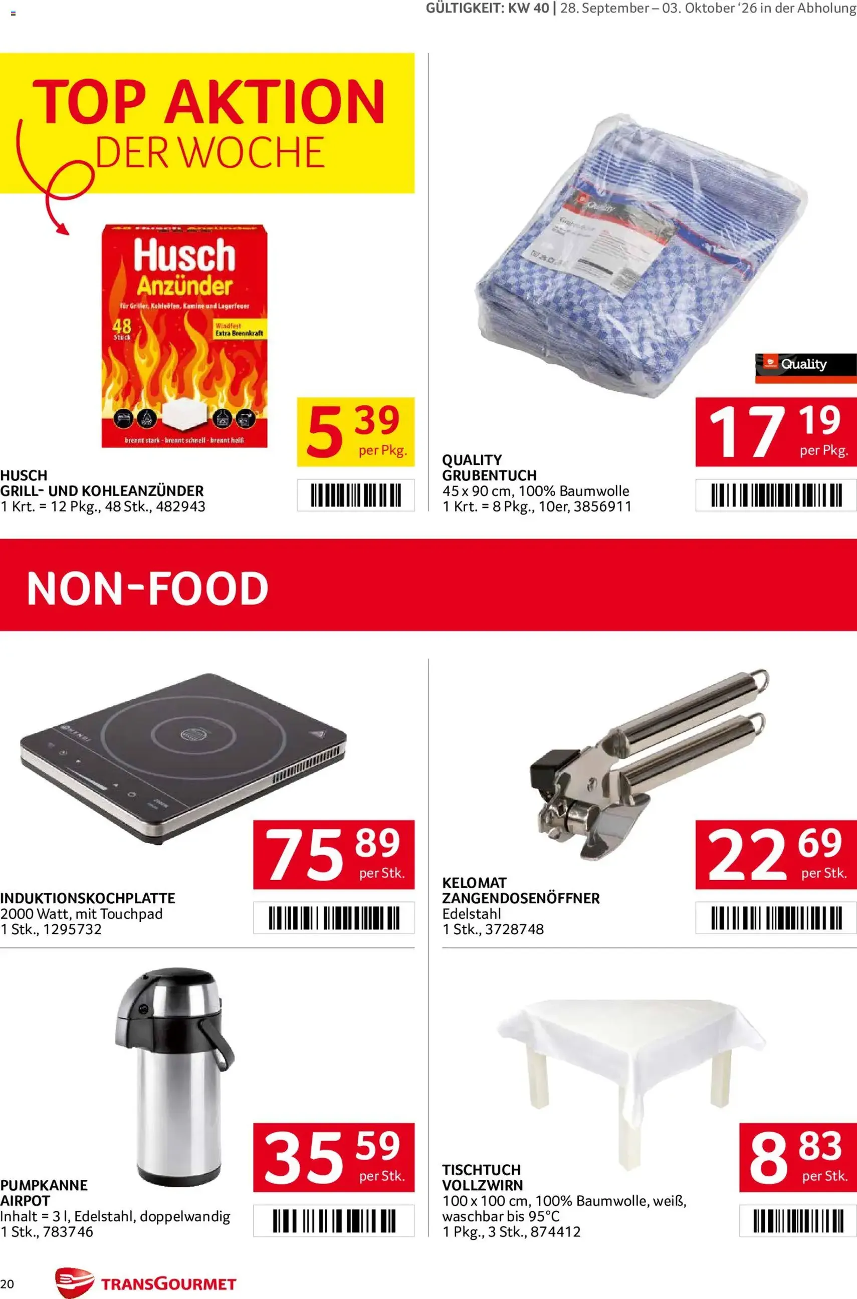 Transgourmet Flugblatt - Gültiger Prospekt ab 28.09.2026, Seite 20 von insgesamt 28