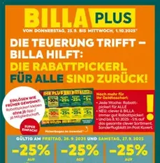 Billa Plus Flugblatt - Prospekt Vorschau gültig ab 25.09.2025