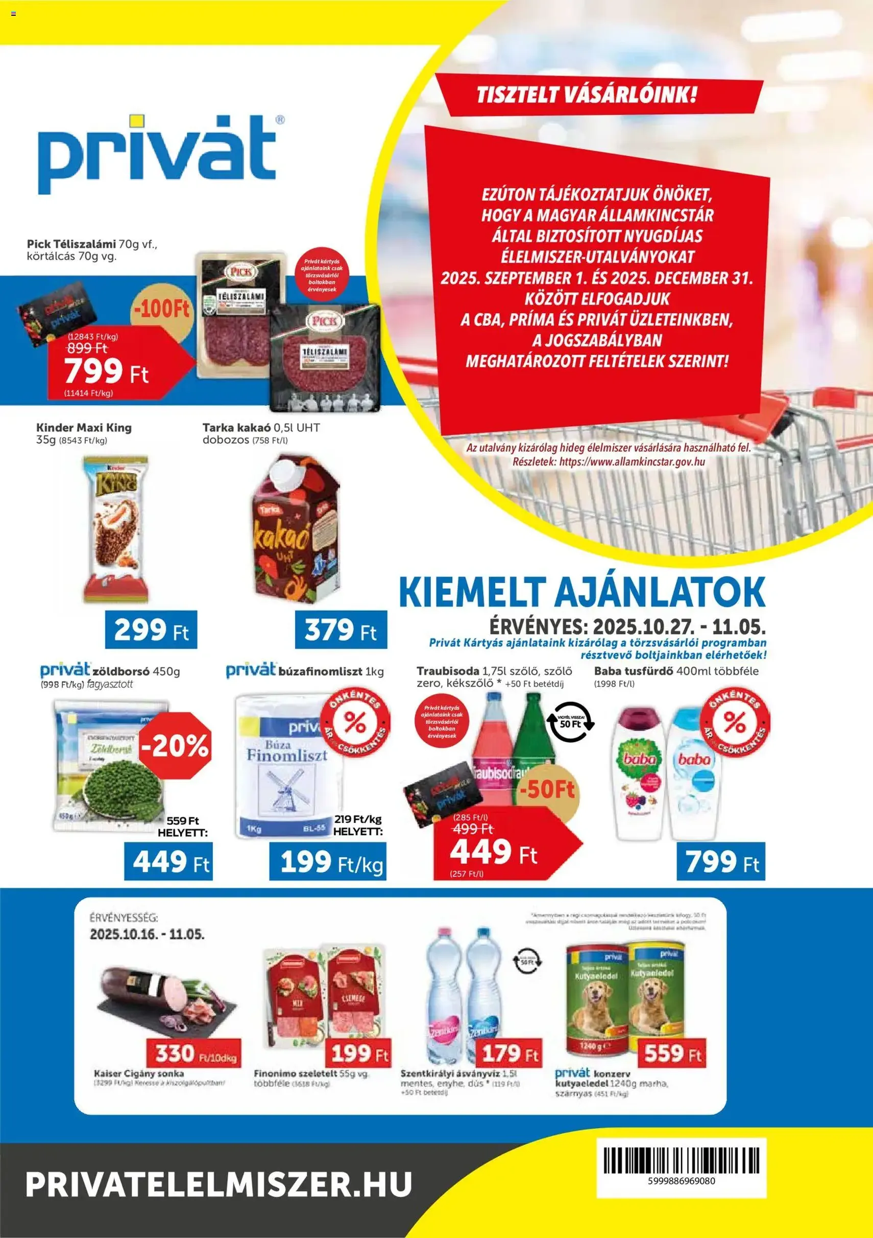 PRIVÁT Akciós újság - 2025.10.27. érvényes szórólap 1 oldal 4 oldalból