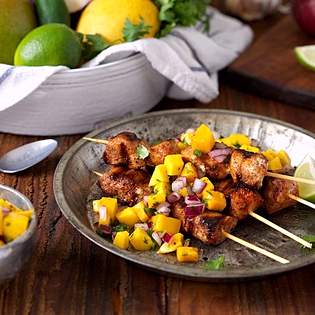Recipe preview Grilled Jerk Chicken Skewers with Fresh Mango Salsa