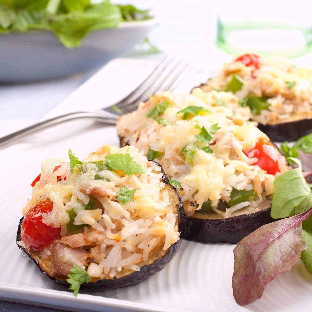 Melanzane ripiene di riso e tonno