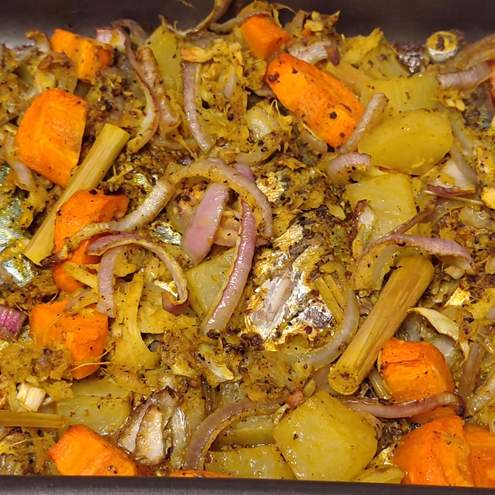 Baked mackerel with cherry tomatoes and potatoes - procedimento 1