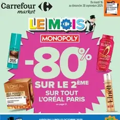 Carrefour Market catalogue le mois monopoly 80% sur le 2ème - Prévisualisation du catalogue valable à partir du 16/09/2025