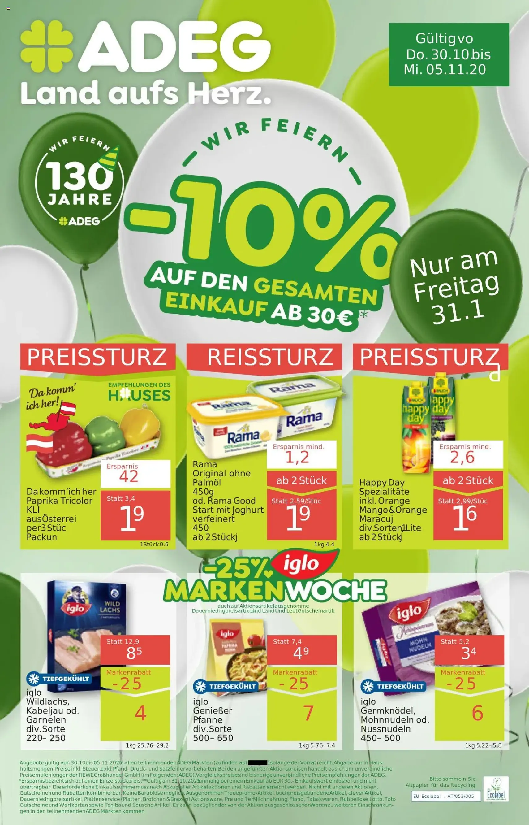 ADEG Flugblatt - Gültiger Prospekt ab 30.10.2025, Seite 1 von insgesamt 12