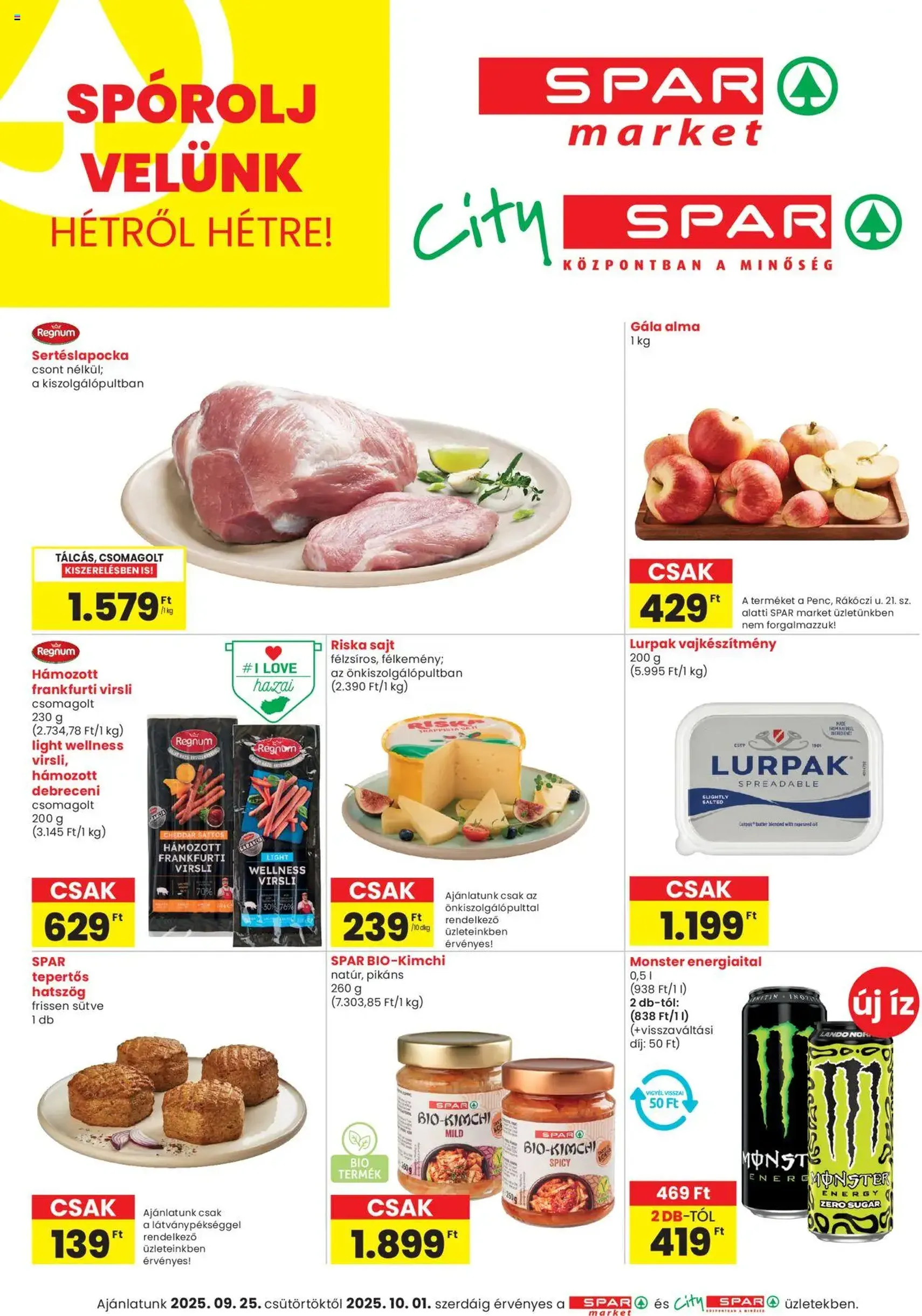 Spar Market Akciós újság - 2025.09.25. érvényes szórólap 1 oldal 3 oldalból