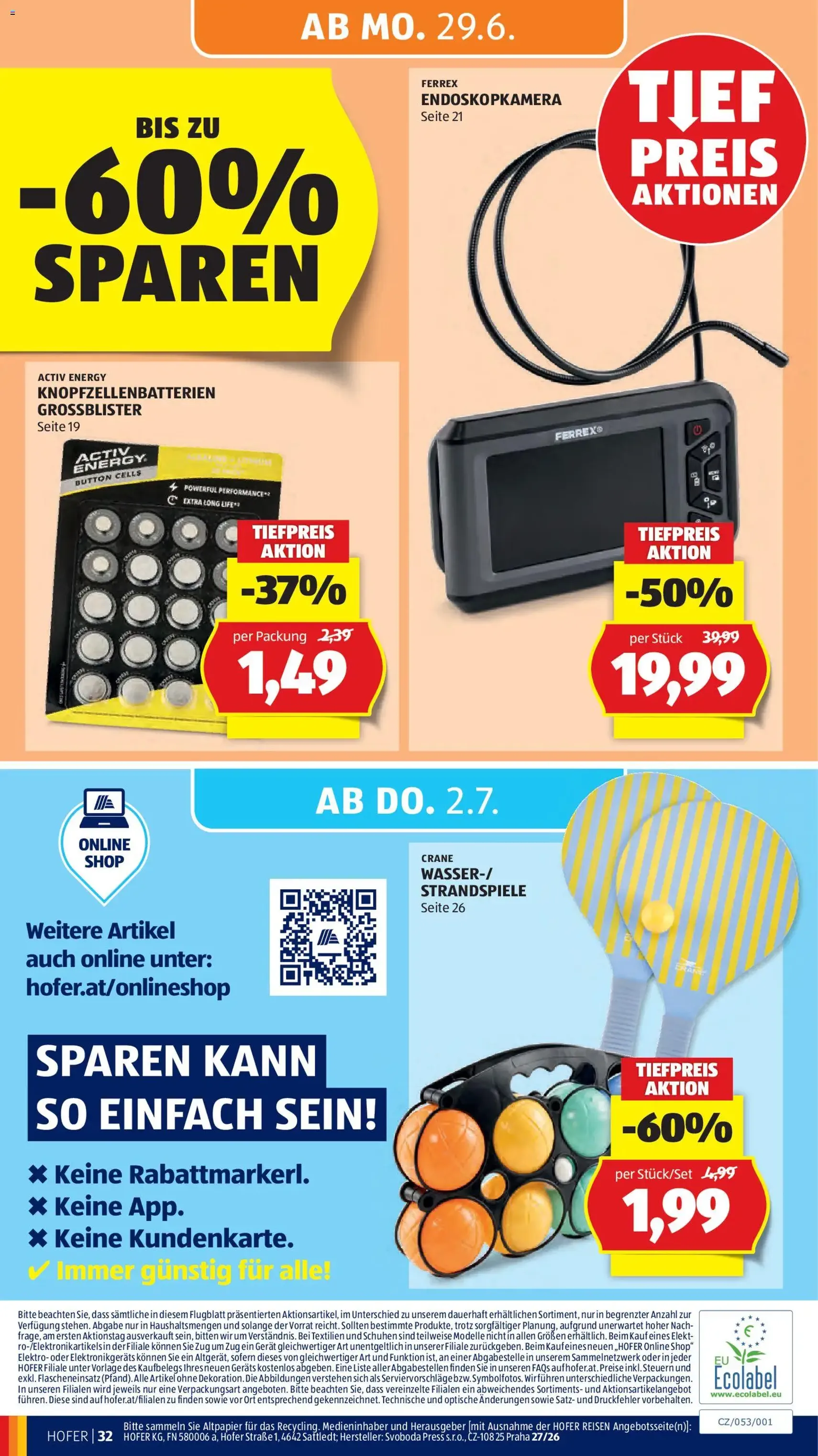 Hofer Flugblatt - Gültiger Prospekt ab 26.06.2026, Seite 37 von insgesamt 41