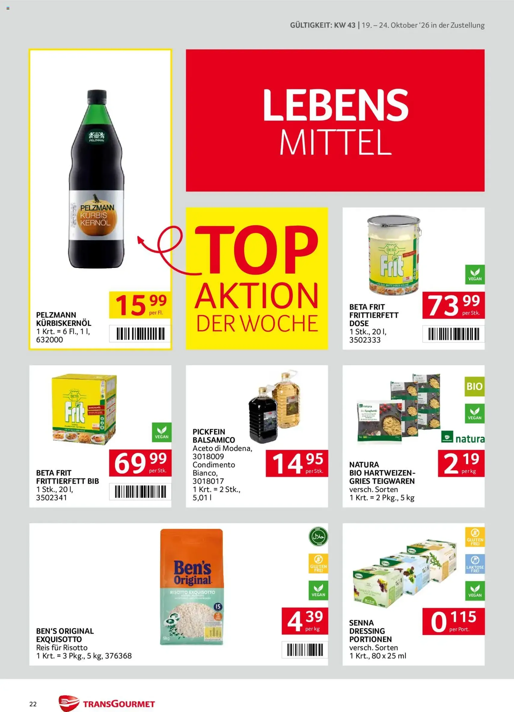 Transgourmet Flugblatt - Gültiger Prospekt ab 19.10.2026, Seite 22 von insgesamt 40