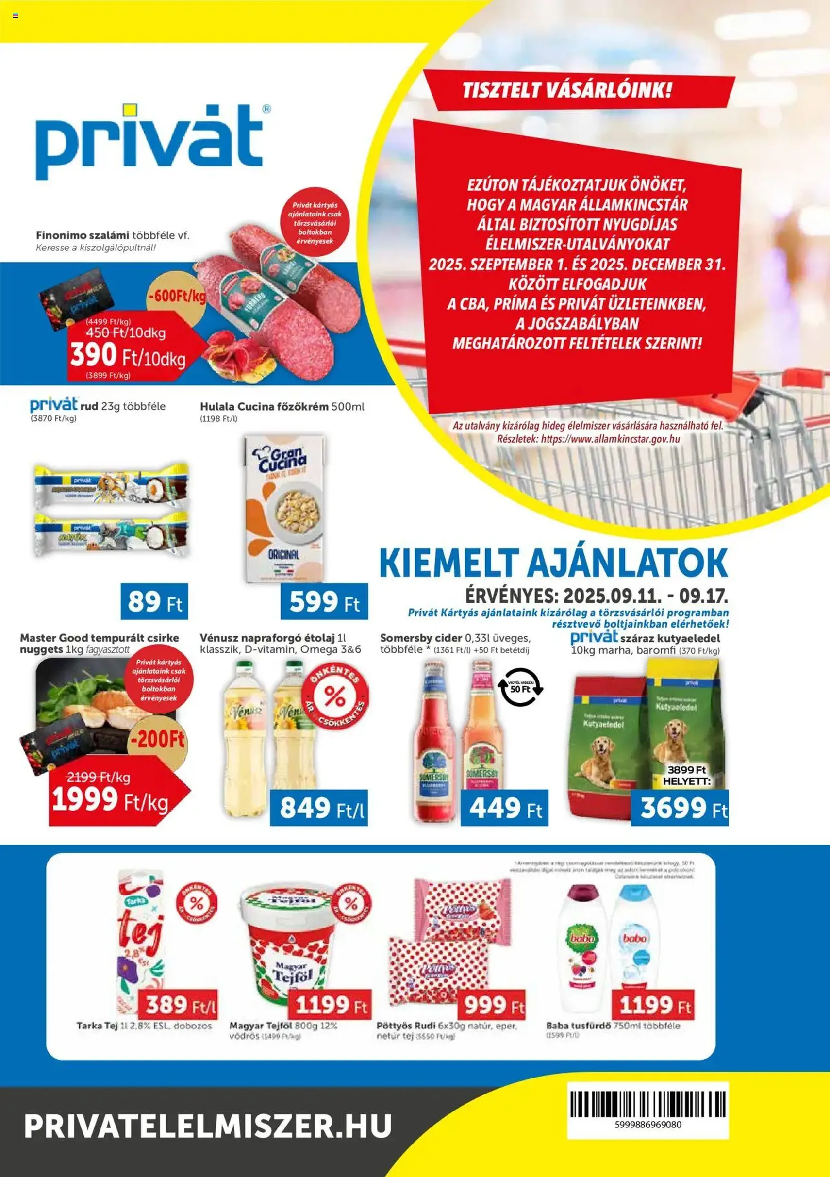 PRIVÁT Akciós újság - 2025.09.11. érvényes szórólap 1 oldal 4 oldalból
