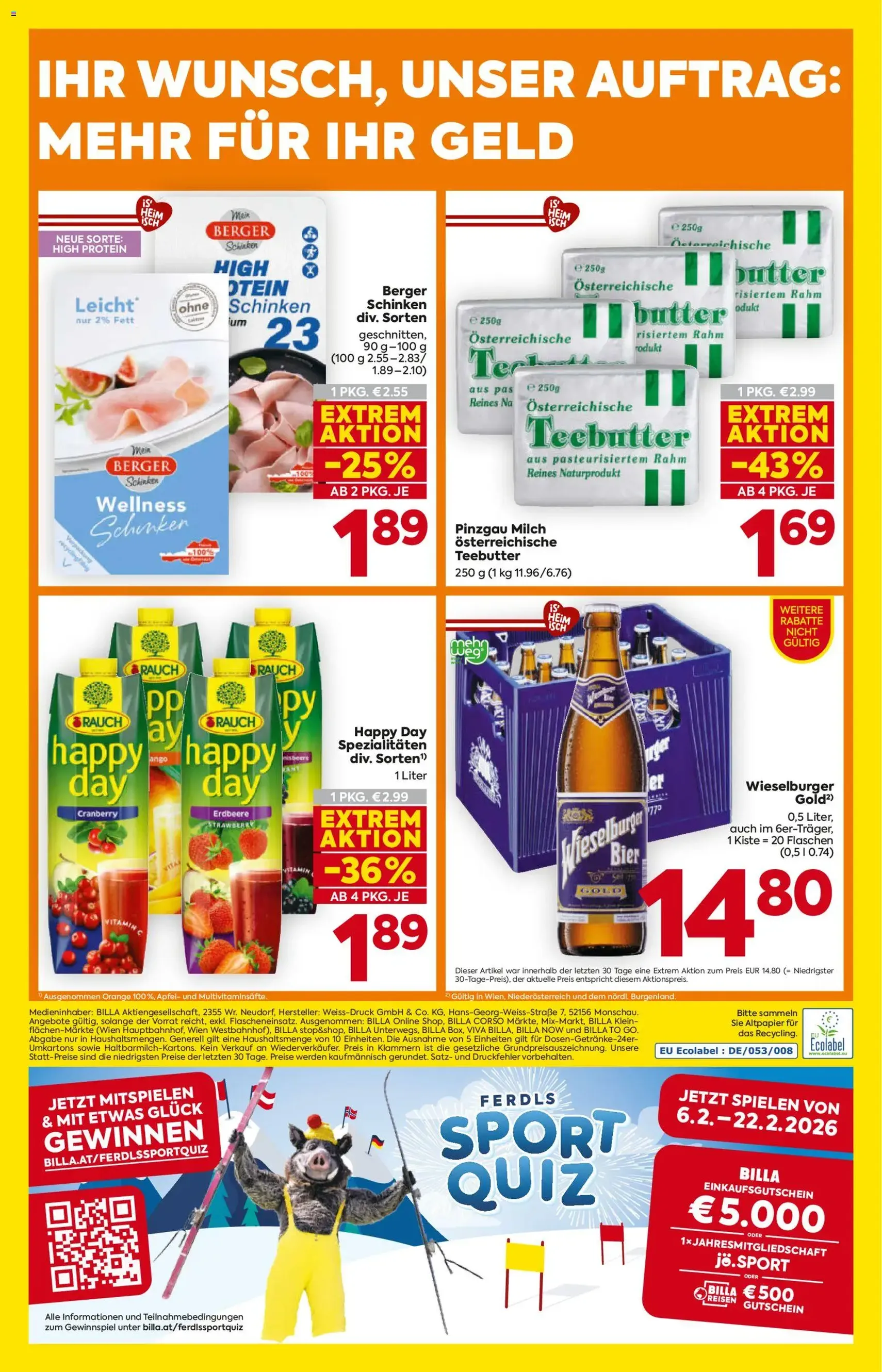 Billa Flugblatt - Gültiger Prospekt ab 19.02.2026, Seite 16 von insgesamt 16