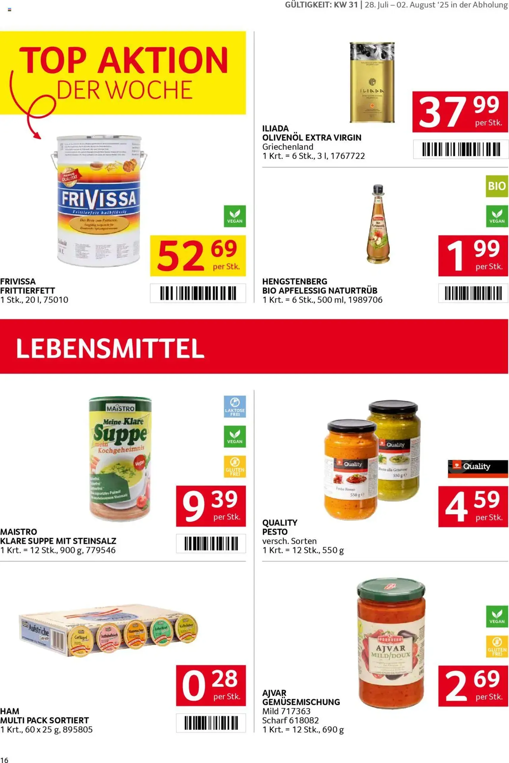 Transgourmet Flugblatt - Gültiger Prospekt ab 27.07.2025, Seite 16 von insgesamt 28 Transgourmet Flugblatt - Gültiger Prospekt ab 27.07.2025, Seite 16 von insgesamt 28