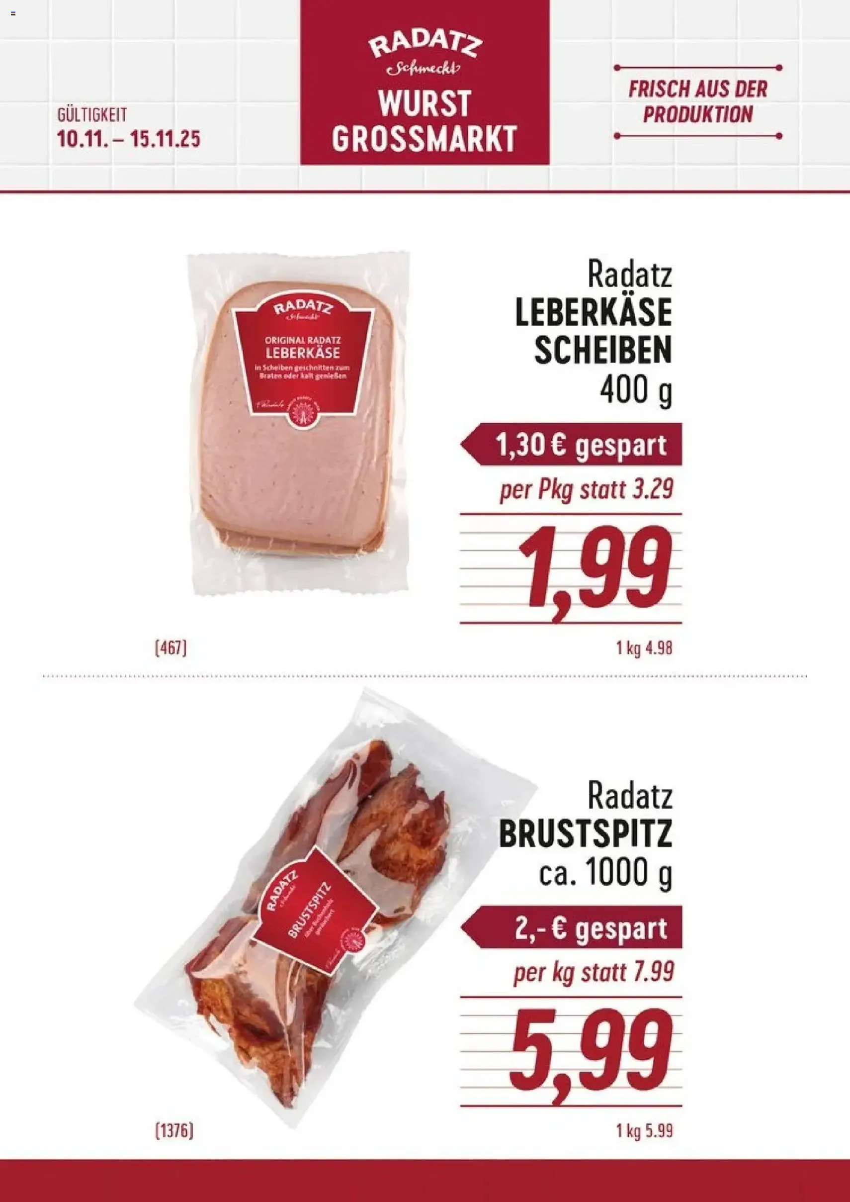 Radatz Flugblatt - Gültiger Prospekt ab 10.11.2025, Seite 1 von insgesamt 1