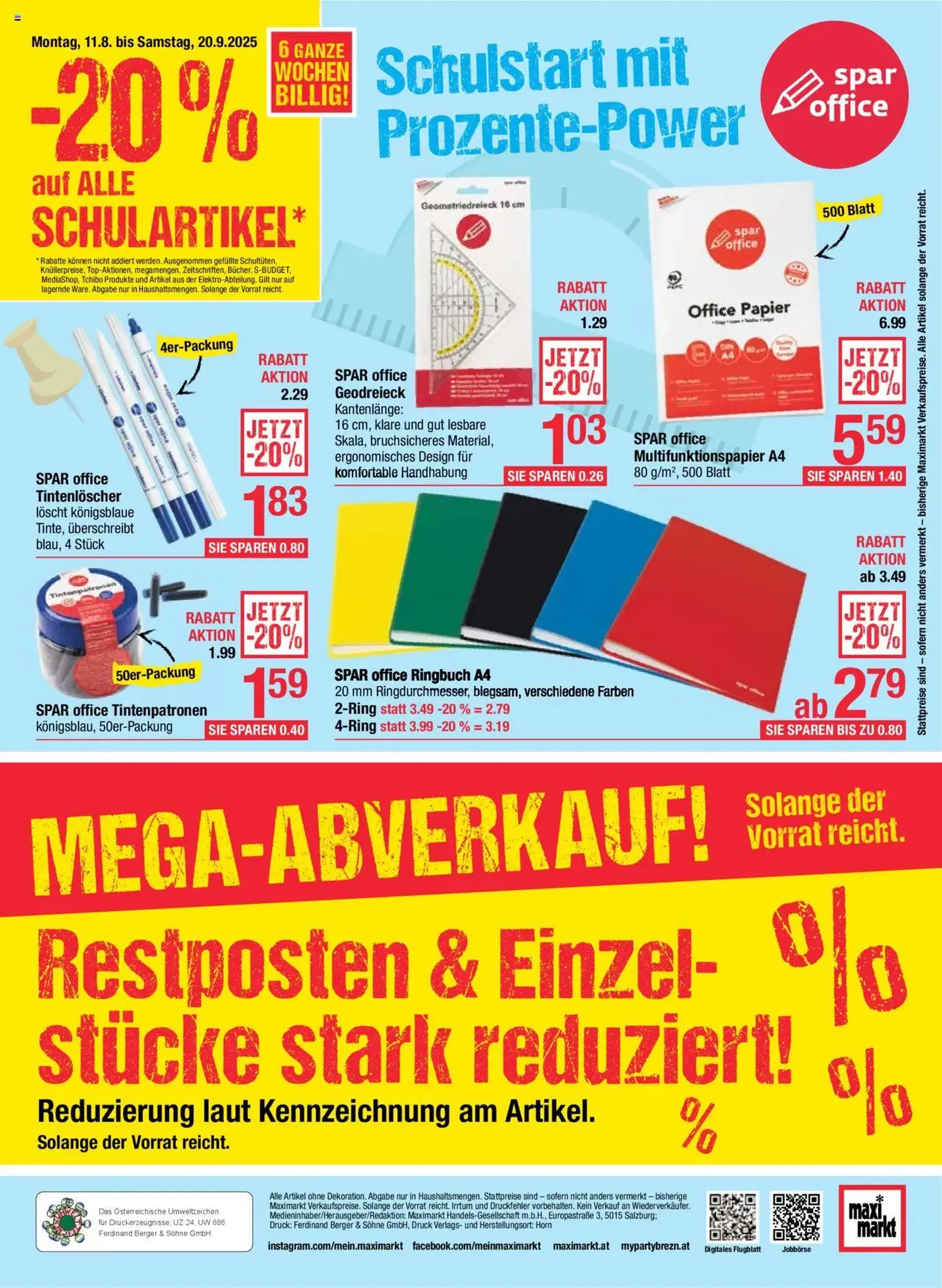 Maximarkt Flugblatt - Gültiger Prospekt ab 11.08.2025, Seite 20 von insgesamt 20