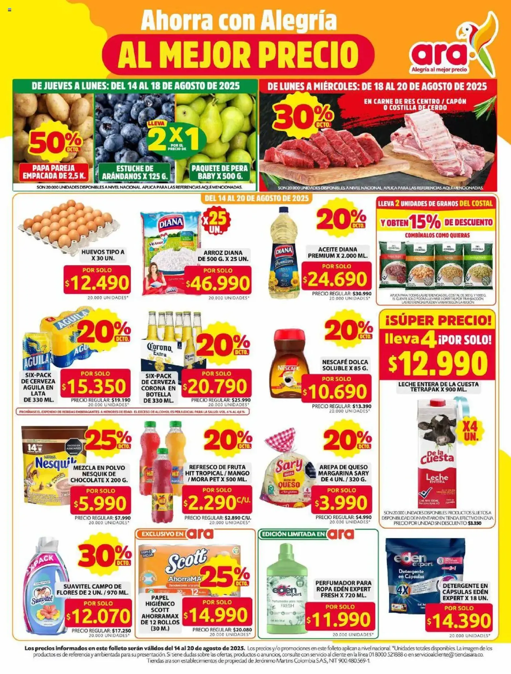 Ara - Ahorra con ofertas en productos de la canasta familiar - folleto válido desde 14/08/2025 página 1 de 10