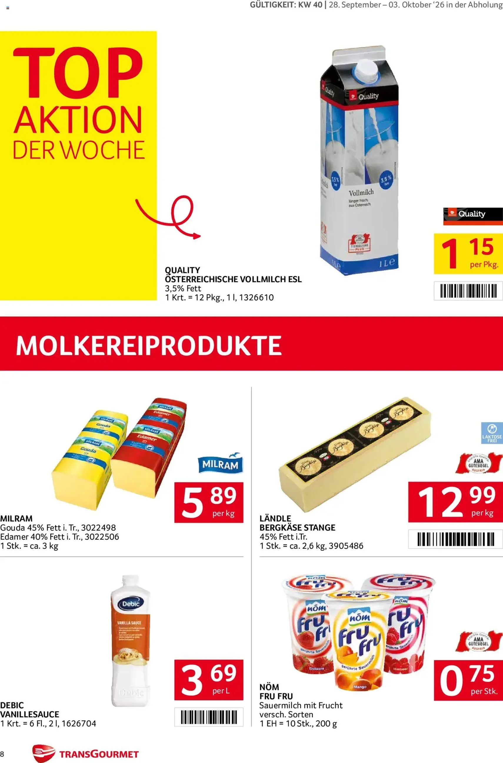 Transgourmet Flugblatt - Gültiger Prospekt ab 28.09.2026, Seite 8 von insgesamt 28