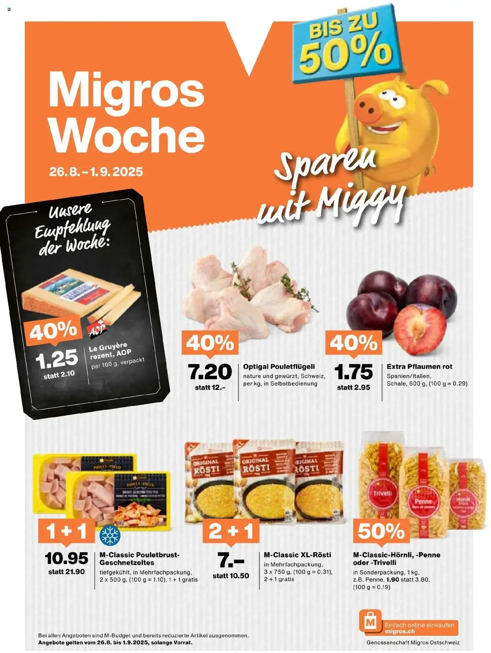 Migros Aktionen - Gültiger Prospekt ab 26.08.2025, Seite 1 von insgesamt 20 Migros Aktionen - Gültiger Prospekt ab 26.08.2025, Seite 1 von insgesamt 20