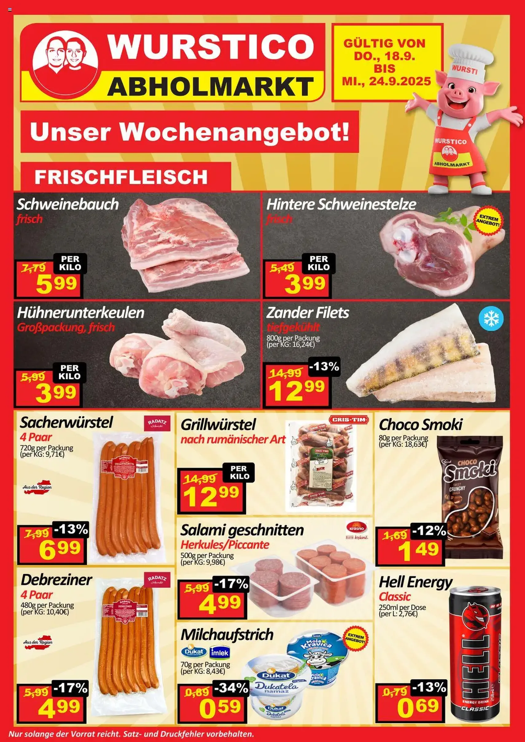 Wurstico Abholmarkt Flugblatt - Gültiger Prospekt ab 18.09.2025, Seite 1 von insgesamt 4