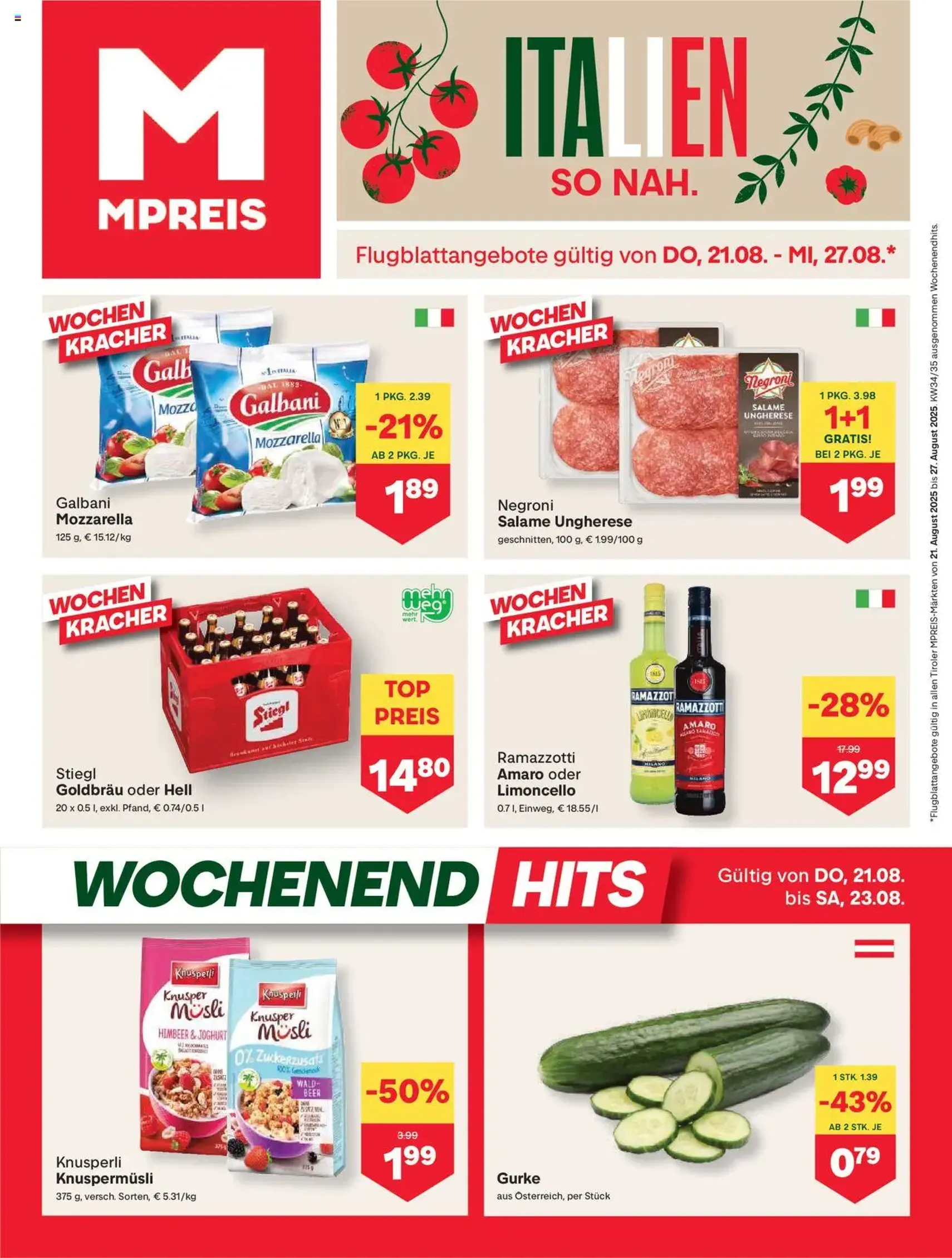 MPREIS Flugblatt - Gültiger Prospekt ab 21.08.2025, Seite 1 von insgesamt 12