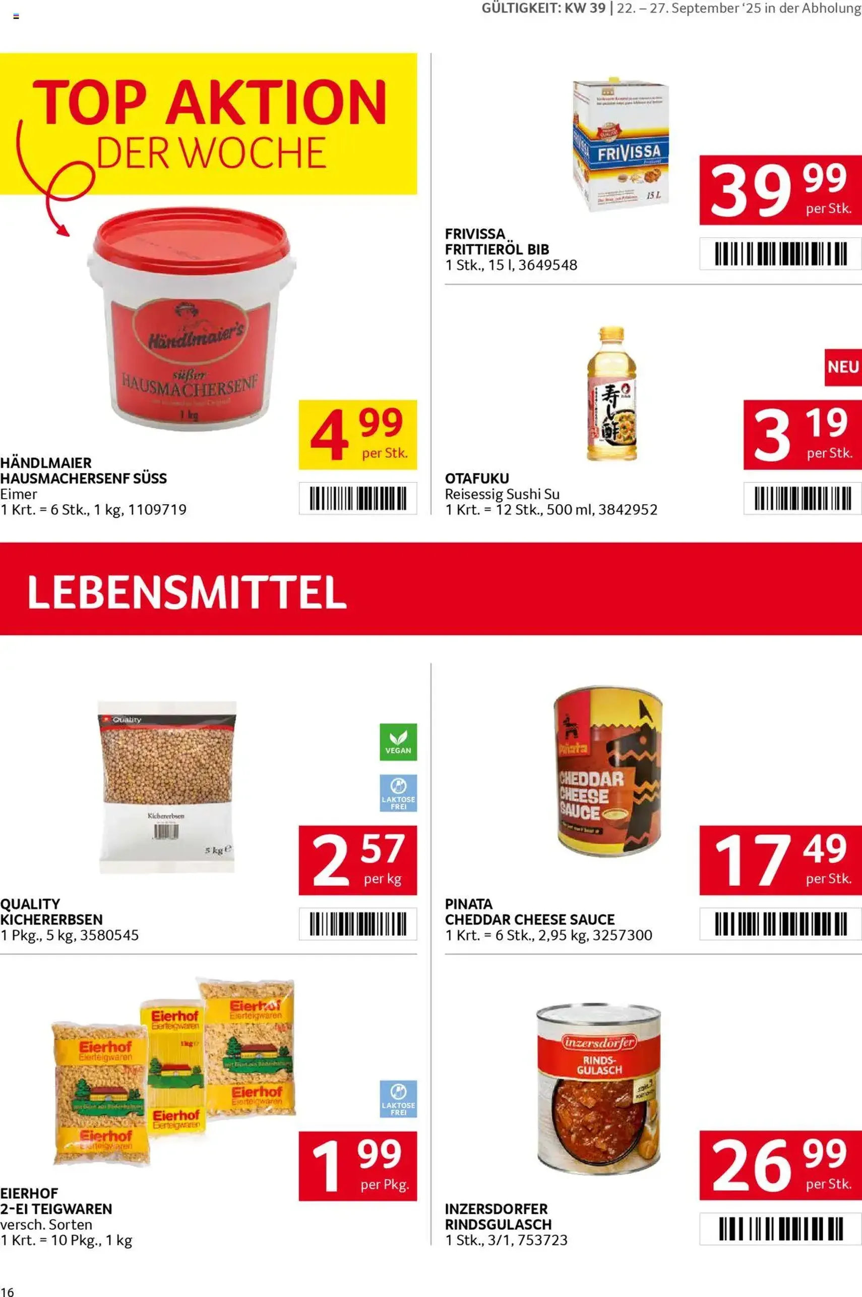 Transgourmet Flugblatt - Gültiger Prospekt ab 22.09.2025, Seite 14 von insgesamt 30 Transgourmet Flugblatt - Gültiger Prospekt ab 22.09.2025, Seite 14 von insgesamt 30