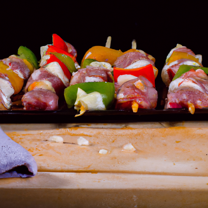 Brocheta de pollo con verduras a la parilla