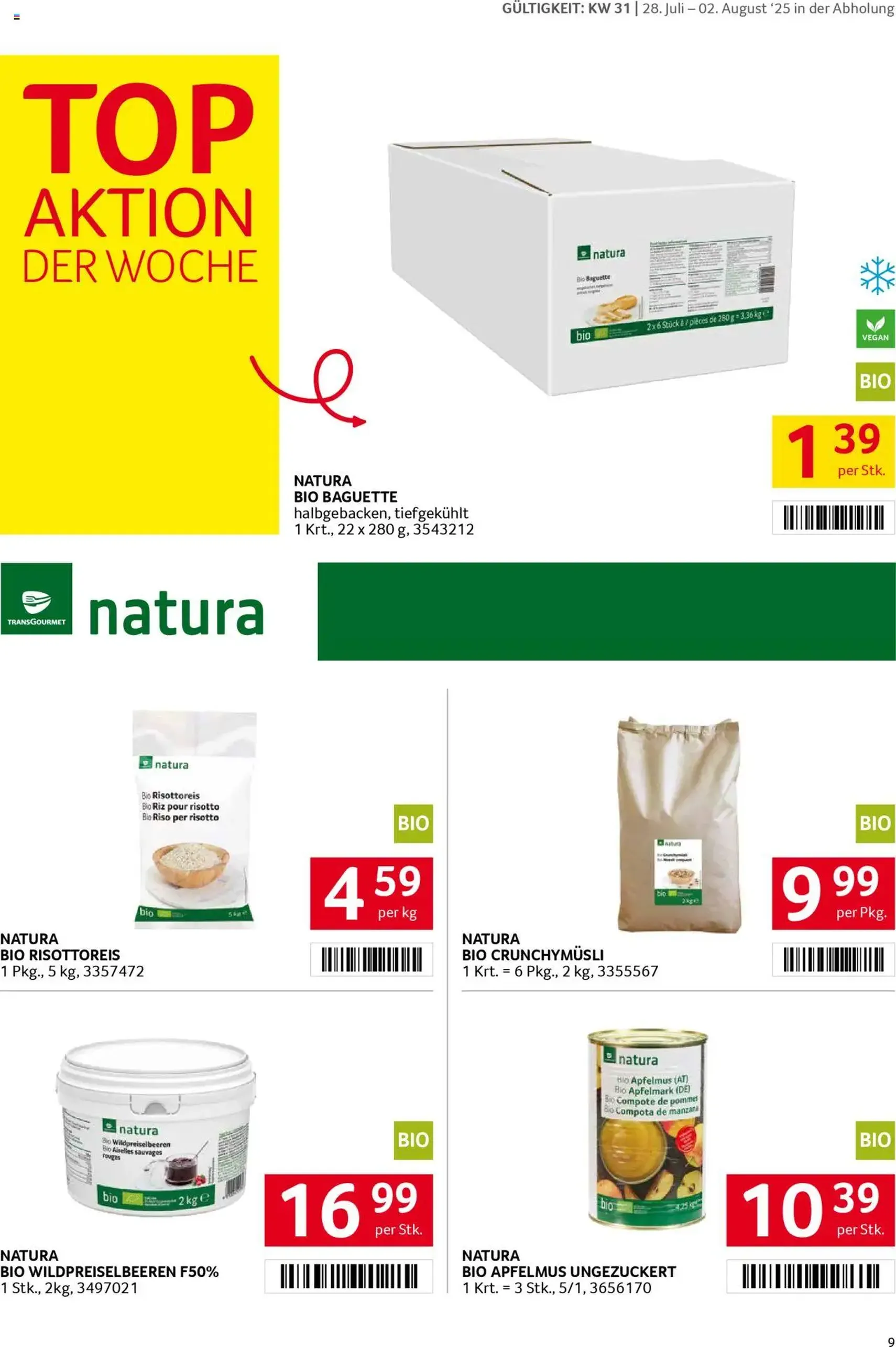 Transgourmet Flugblatt - Gültiger Prospekt ab 27.07.2025, Seite 9 von insgesamt 28 Transgourmet Flugblatt - Gültiger Prospekt ab 27.07.2025, Seite 9 von insgesamt 28