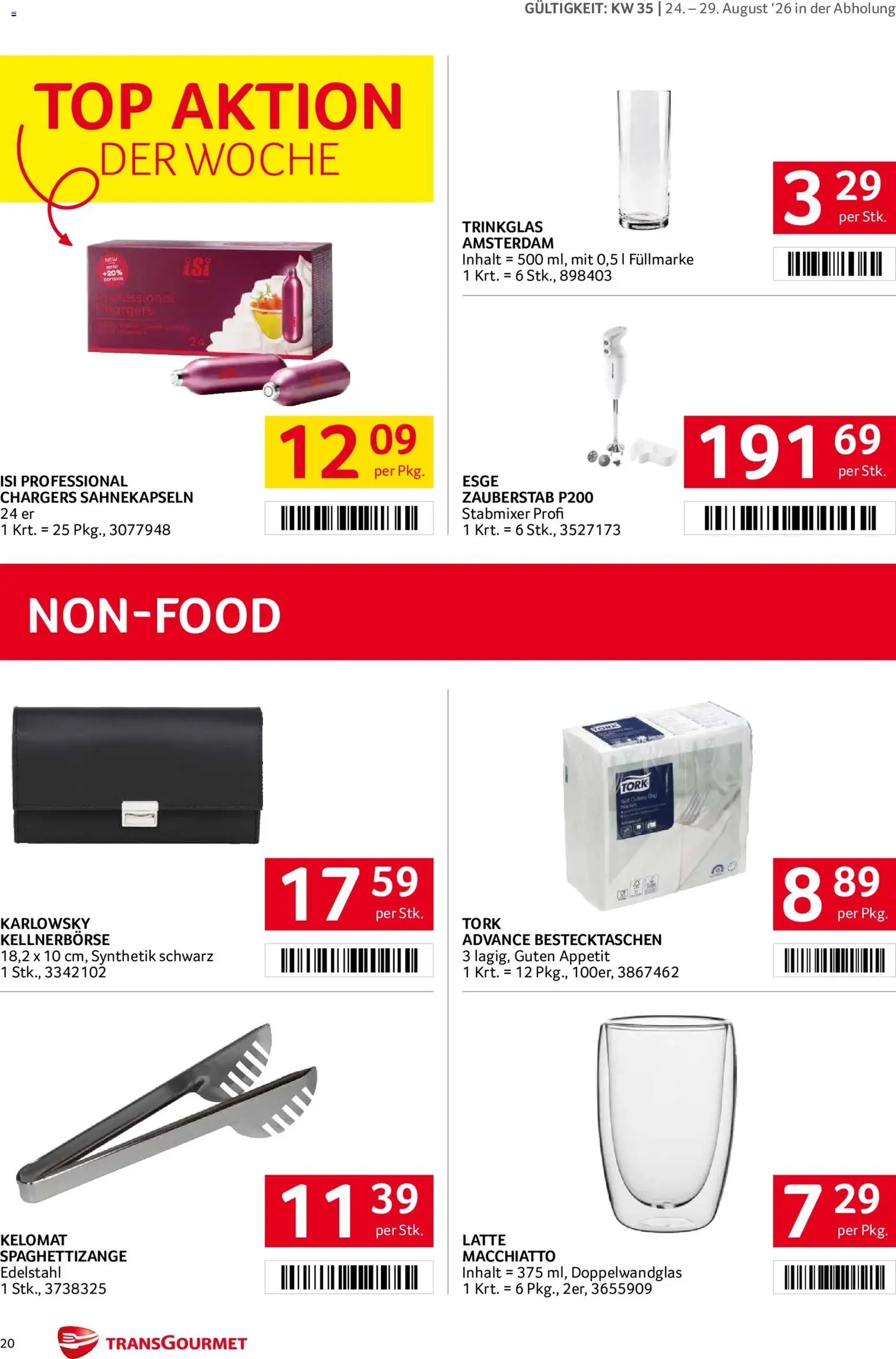 Transgourmet Flugblatt - Gültiger Prospekt ab 24.08.2026, Seite 20 von insgesamt 28
