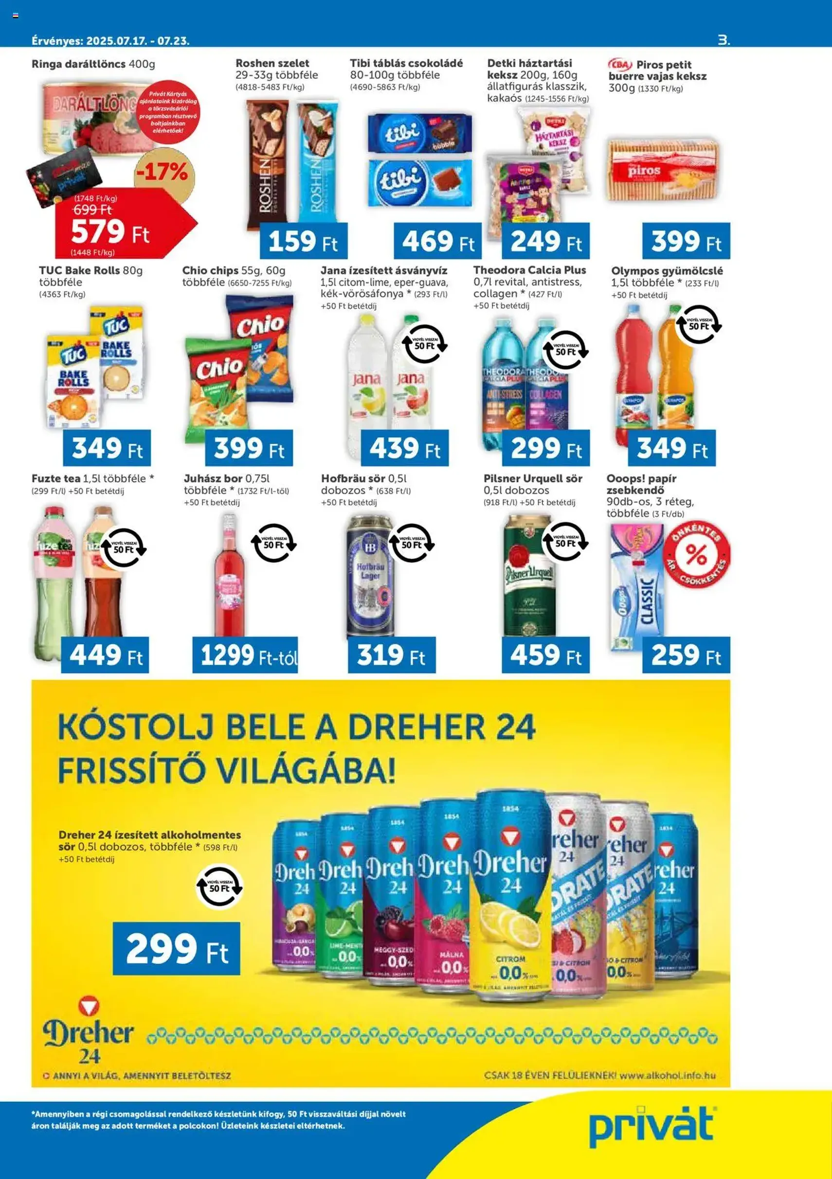 PRIVÁT Akciós újság - 2025.07.17. érvényes szórólap 3 oldal 4 oldalból
