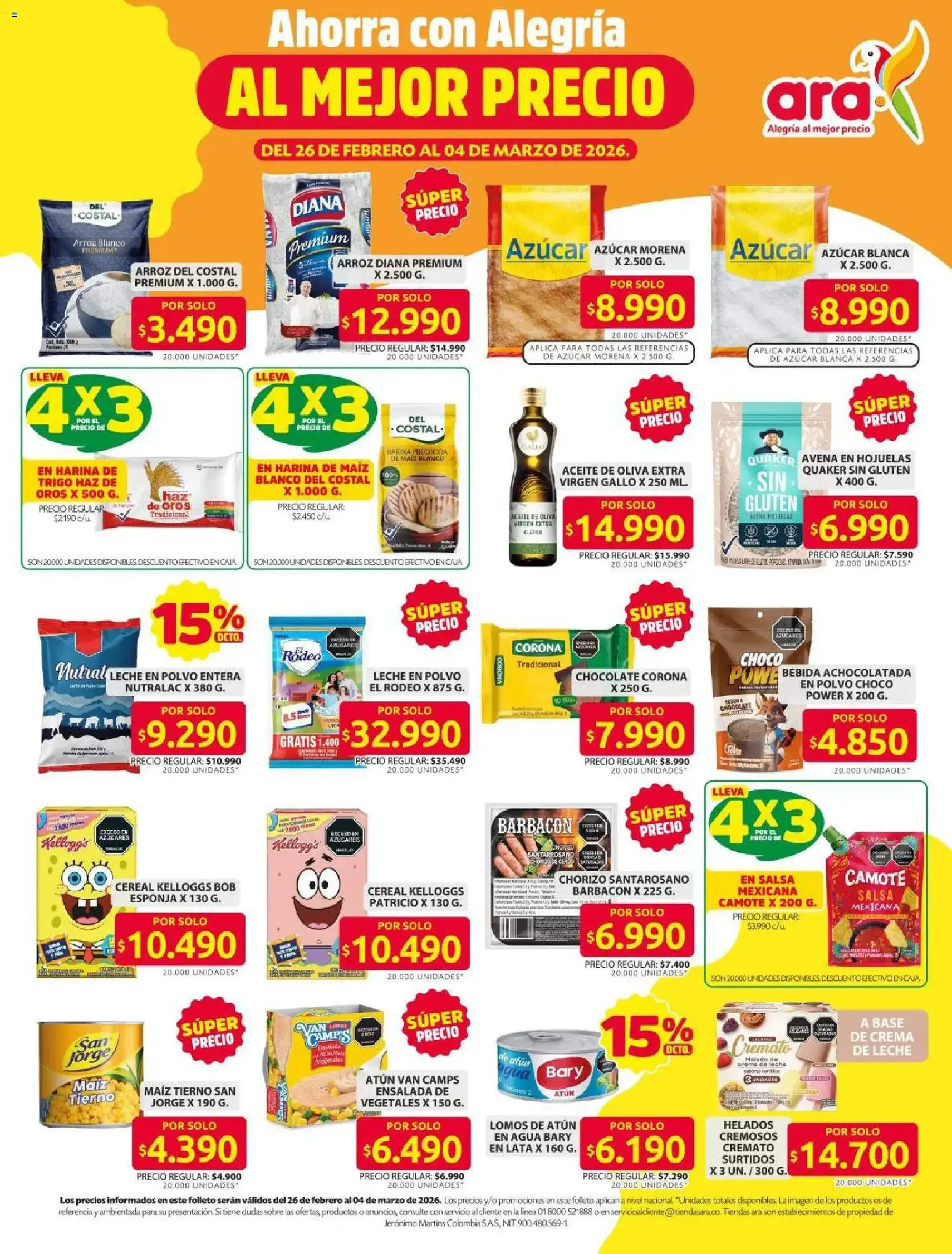Ara - Ahorra con precios bajos y ofertas en la canasta familiar - folleto válido desde 26/02/2026 página 2 de 14