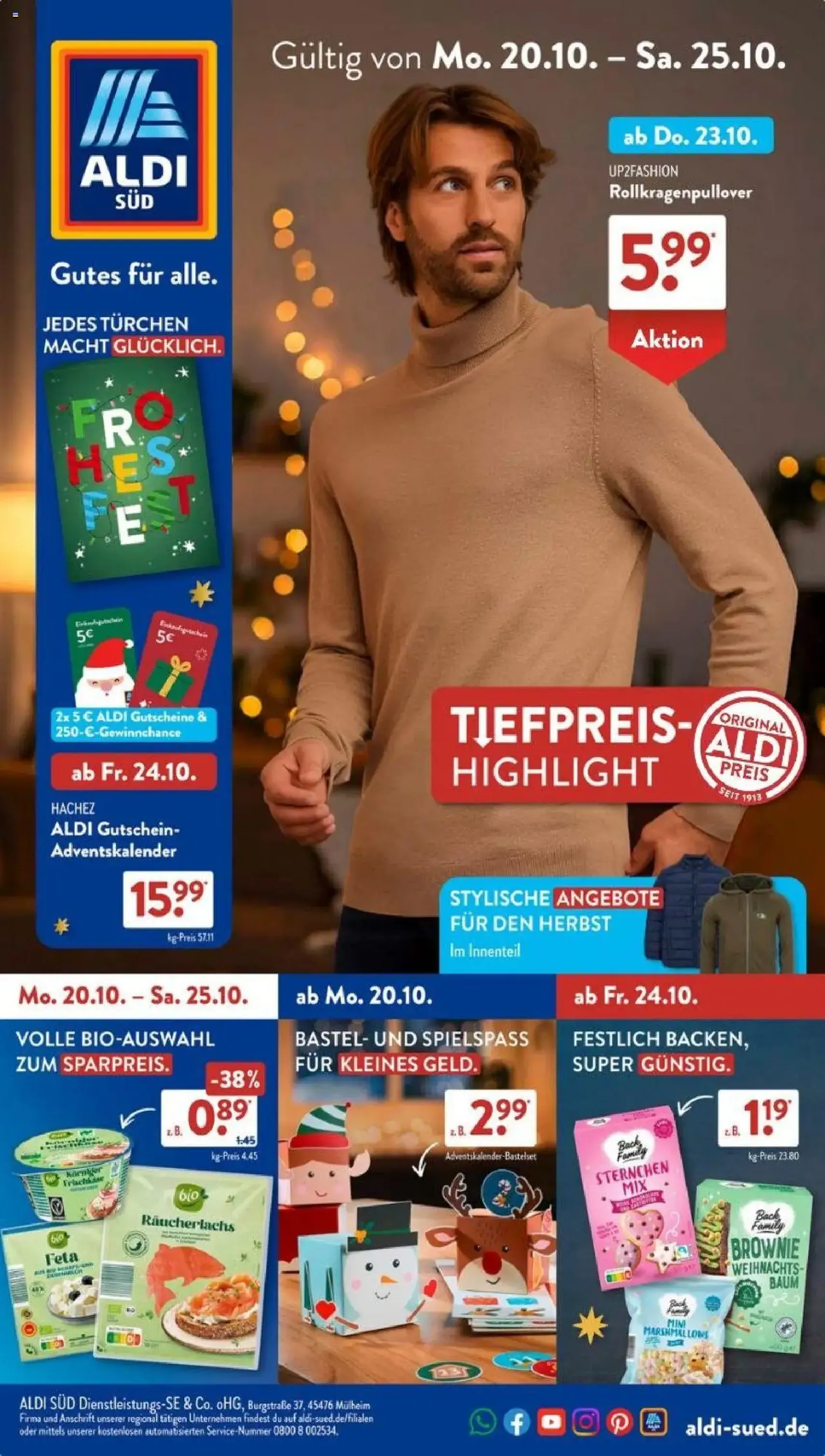 Aldi Süd Prospekt - Gültiger Prospekt ab 20.10.2025, Seite 1 von insgesamt 40 Aldi Süd Prospekt - Gültiger Prospekt ab 20.10.2025, Seite 1 von insgesamt 40