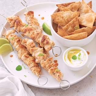 Recipe preview Homemade Greek Souvlaki with piadina chips recipe