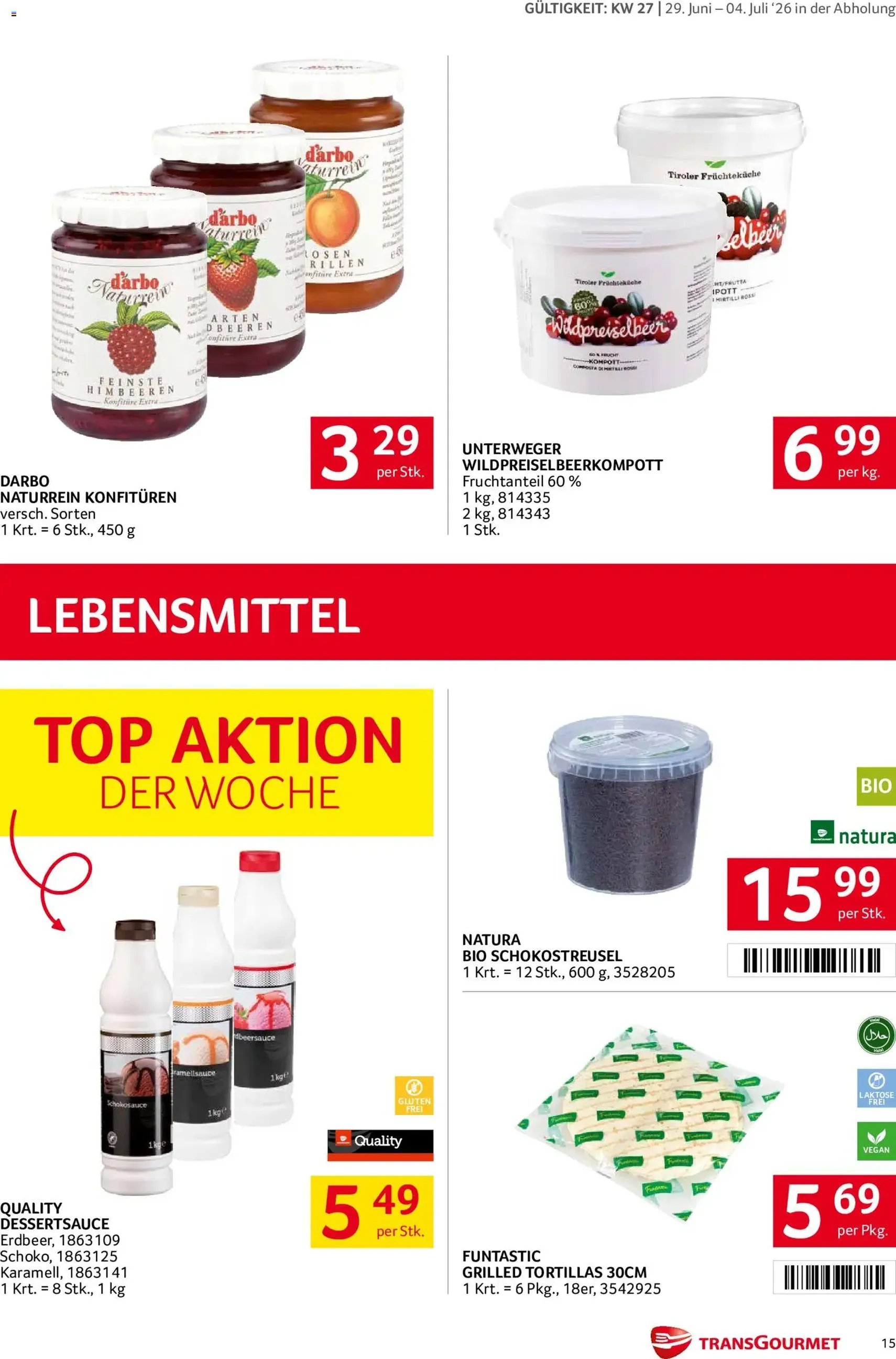 Transgourmet Flugblatt - Gültiger Prospekt ab 29.06.2026, Seite 15 von insgesamt 28