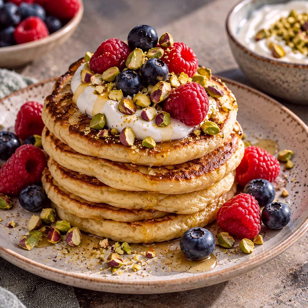 High-protein cottage lievance s pistáciami