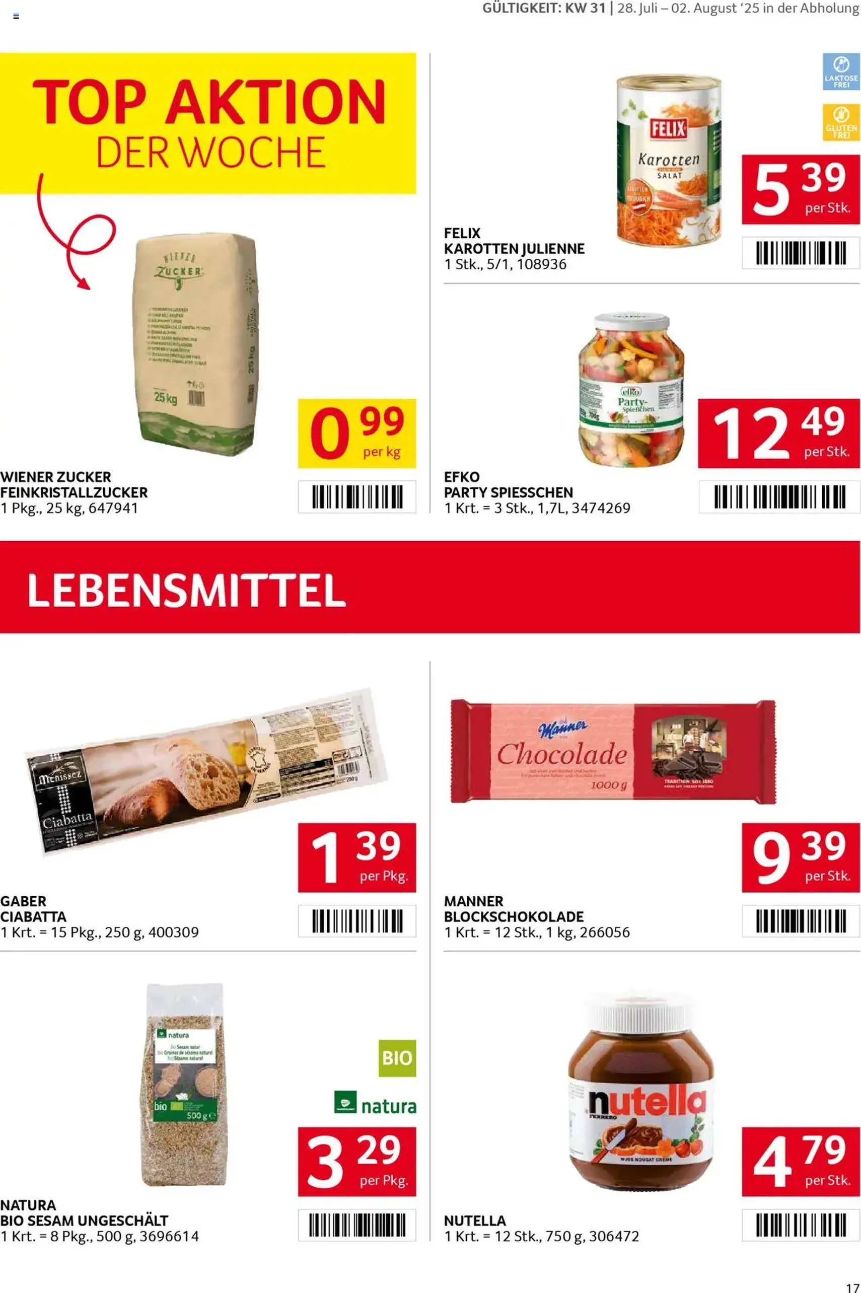 Transgourmet Flugblatt - Gültiger Prospekt ab 27.07.2025, Seite 17 von insgesamt 28 Transgourmet Flugblatt - Gültiger Prospekt ab 27.07.2025, Seite 17 von insgesamt 28