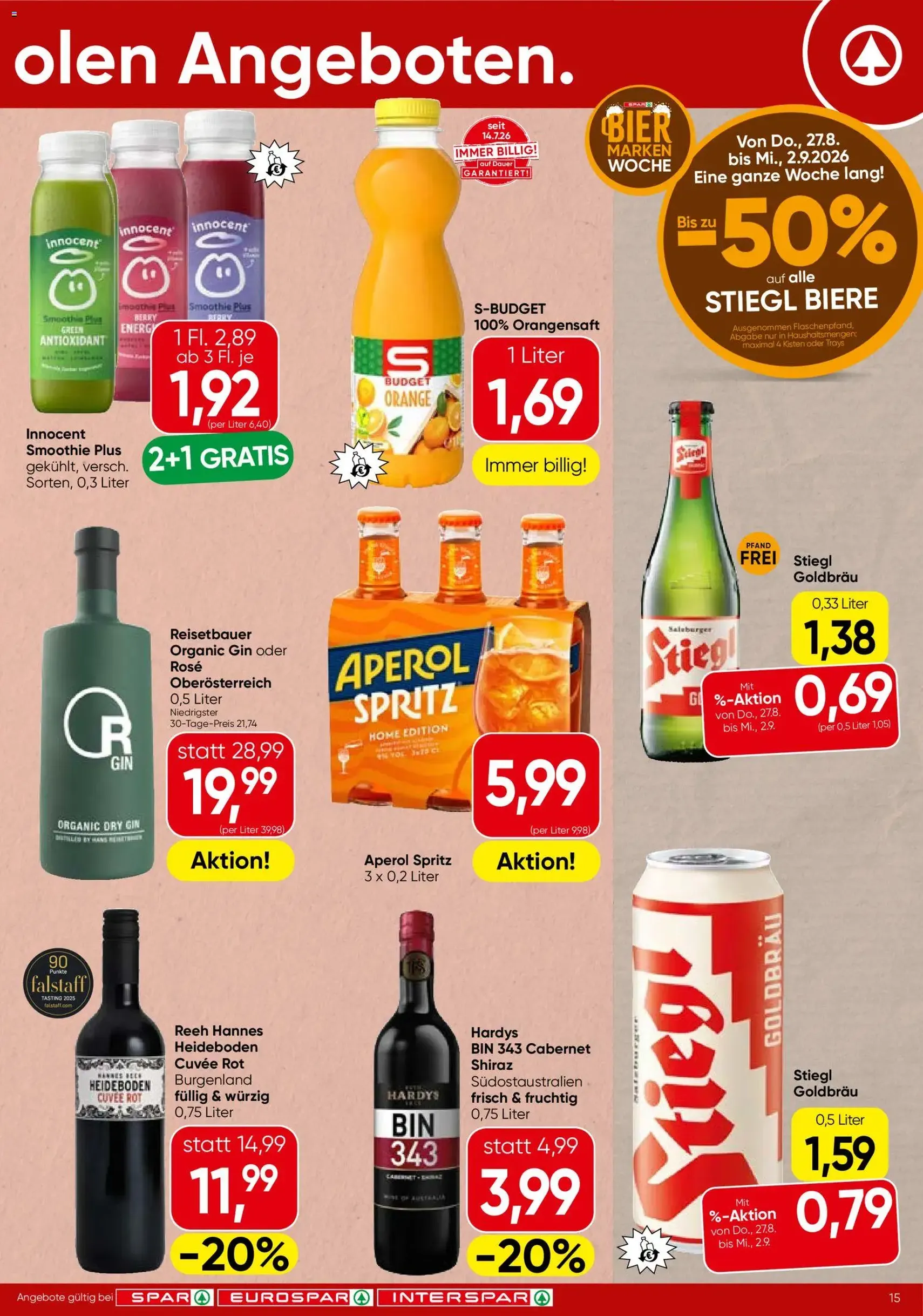 Spar - Flugblatt - Gültiger Prospekt ab 27.08.2026, Seite 15 von insgesamt 20