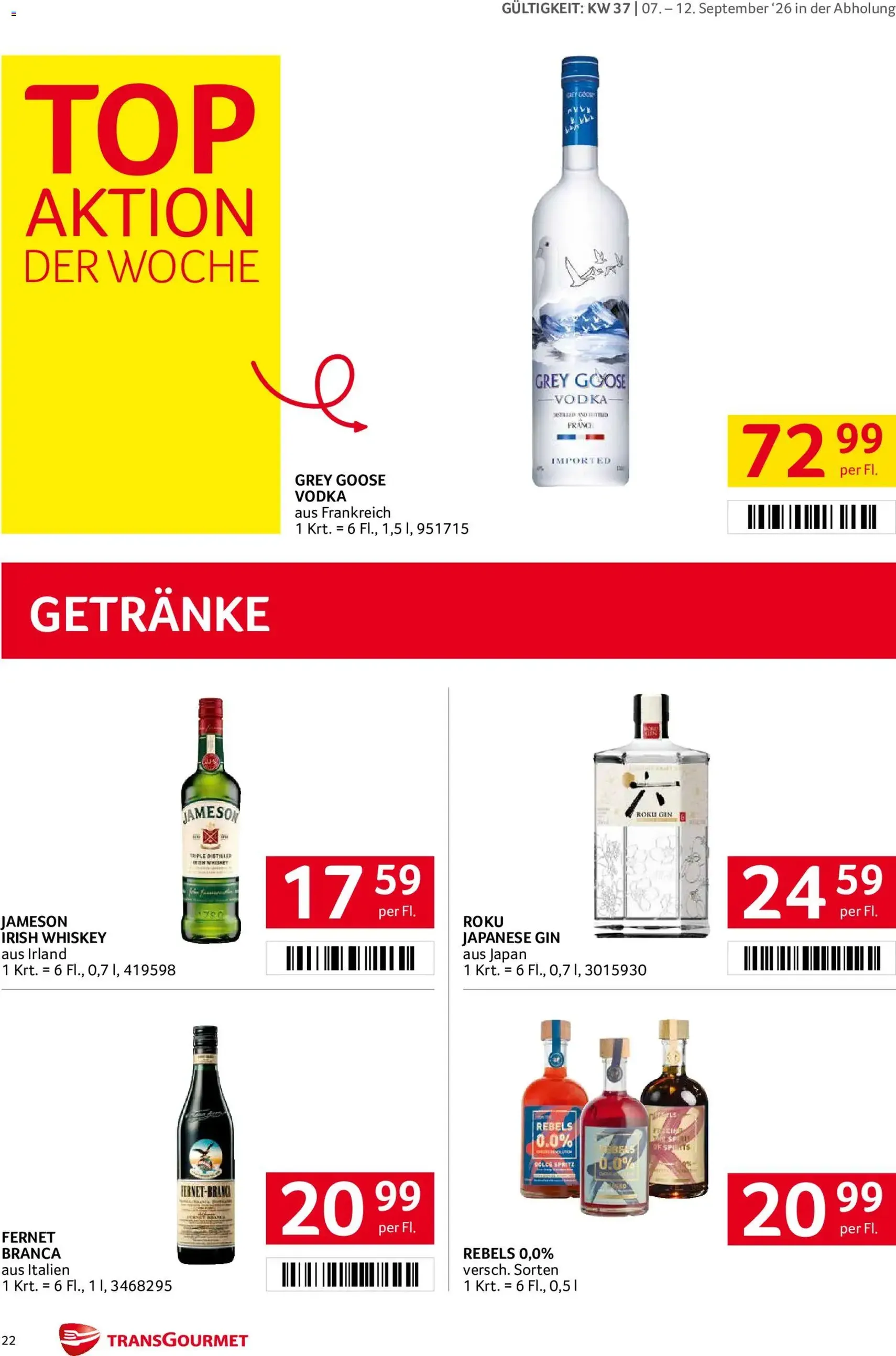 Transgourmet Flugblatt - Gültiger Prospekt ab 07.09.2026, Seite 22 von insgesamt 32