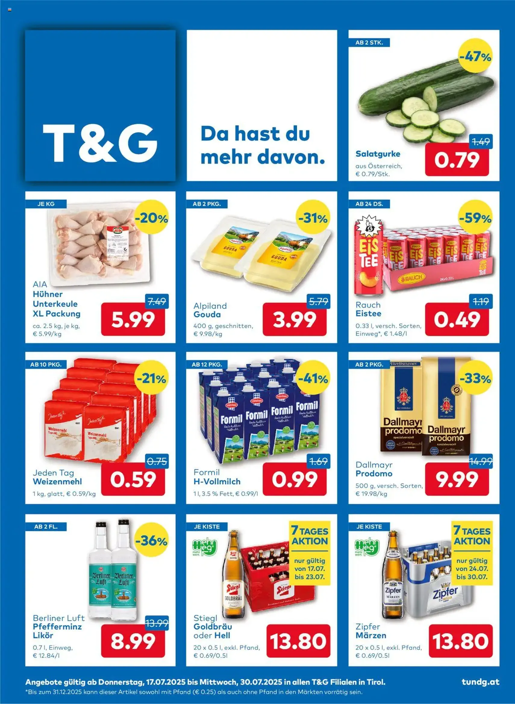 T&G Flugblatt - Gültiger Prospekt ab 17.07.2025, Seite 1 von insgesamt 8