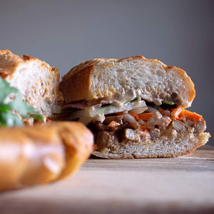 El típico Báhn mì de Vientam al estilo vegano