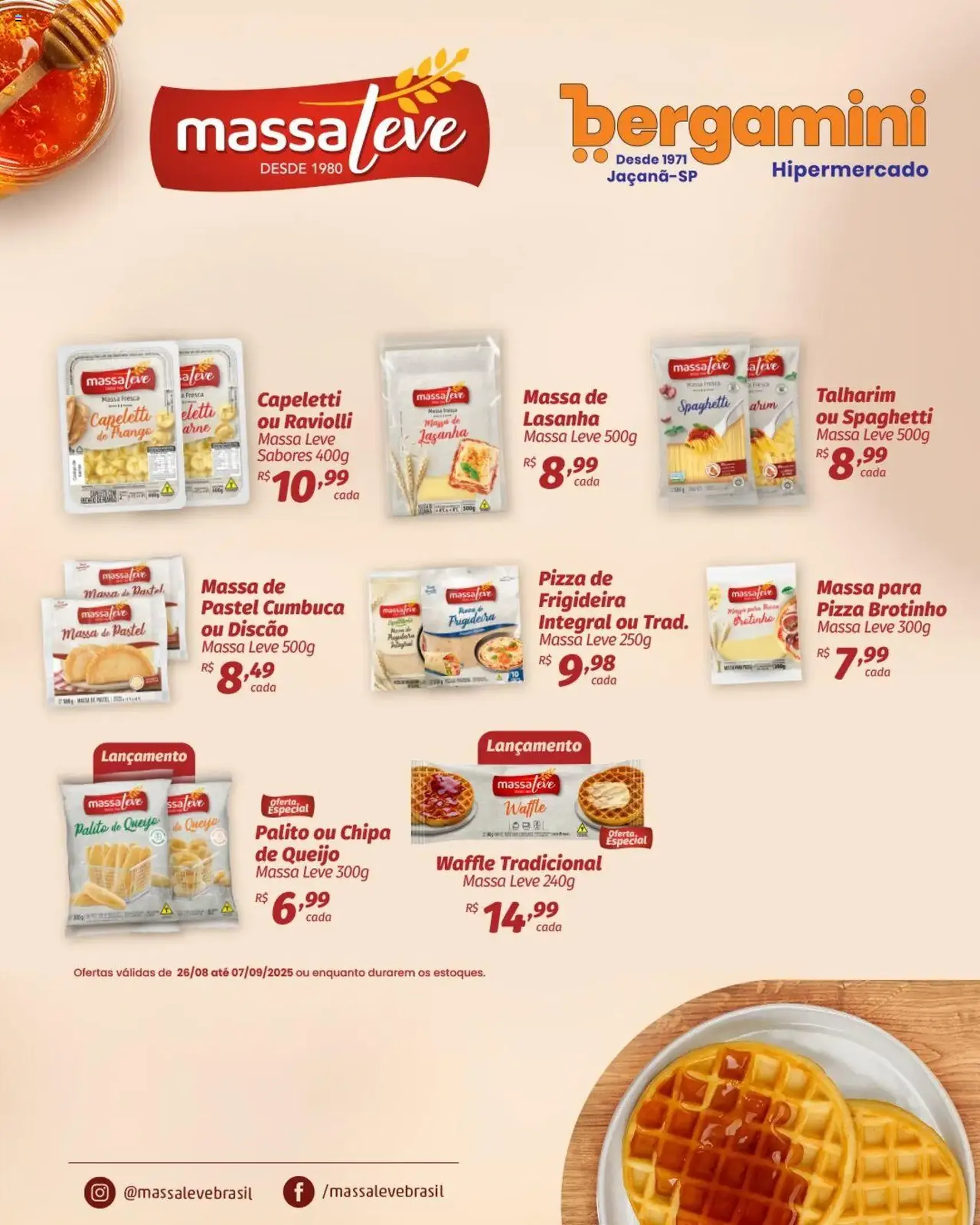 Supermercado Bergamini - Ofertas Massa Leve - folheto válido a partir de 26/08/2025 página 1 de 1