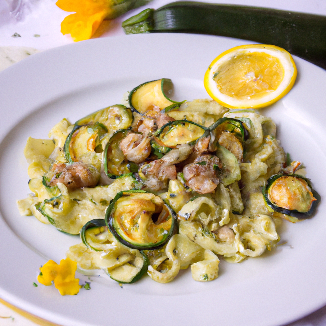 Scialatelli con noci, zucchine e triglie