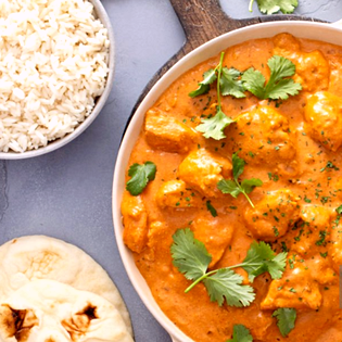 Previsualización de la receta Pollo al curry exótico con verduras y arroz basmati