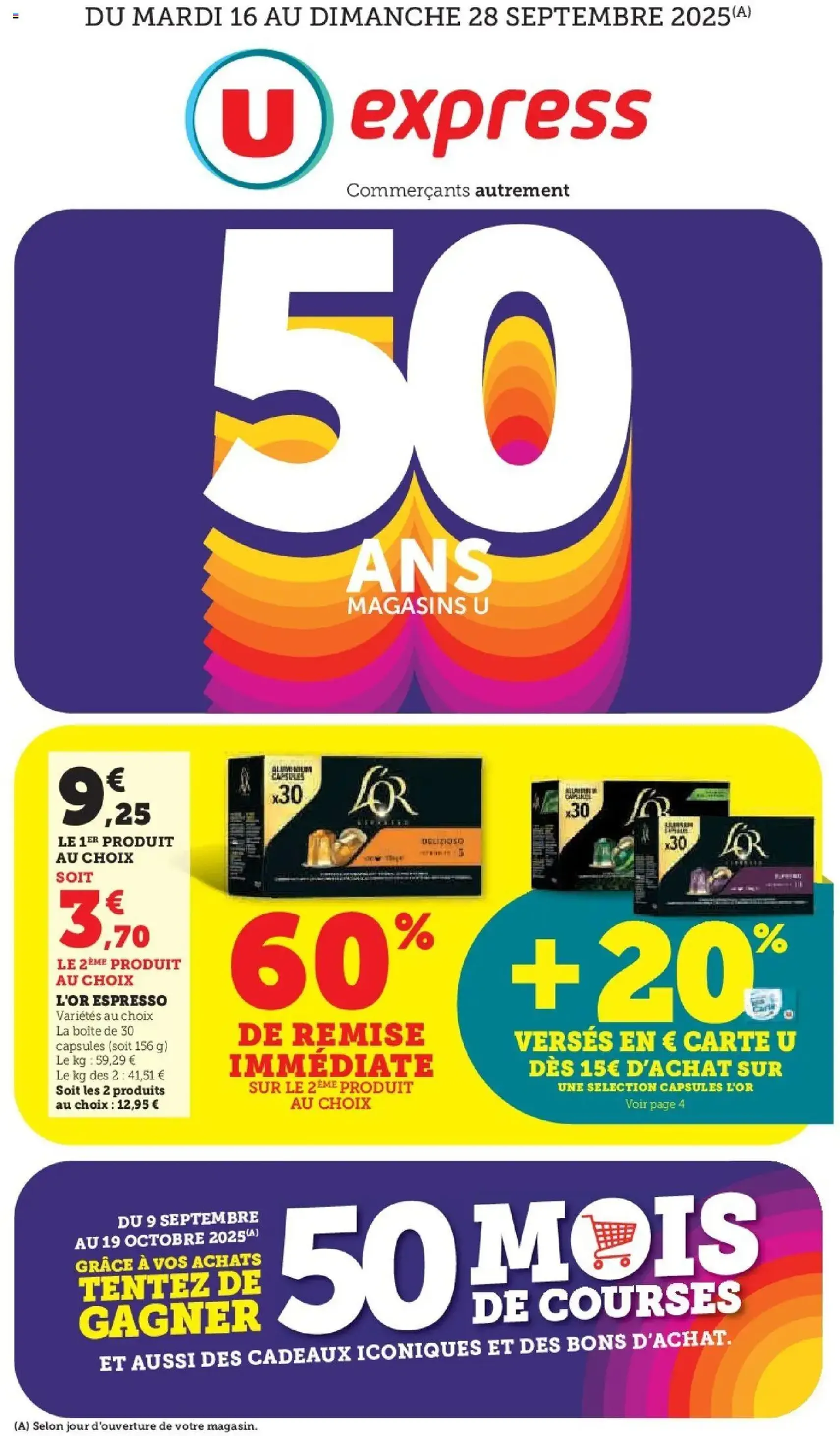 U Express catalogue 50 ans Magasins U - brochure valable à partir du 16/09/2025, page 1 sur 32