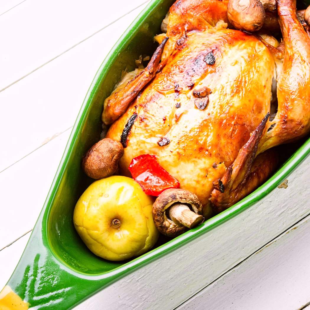 Pollo al forno con mele